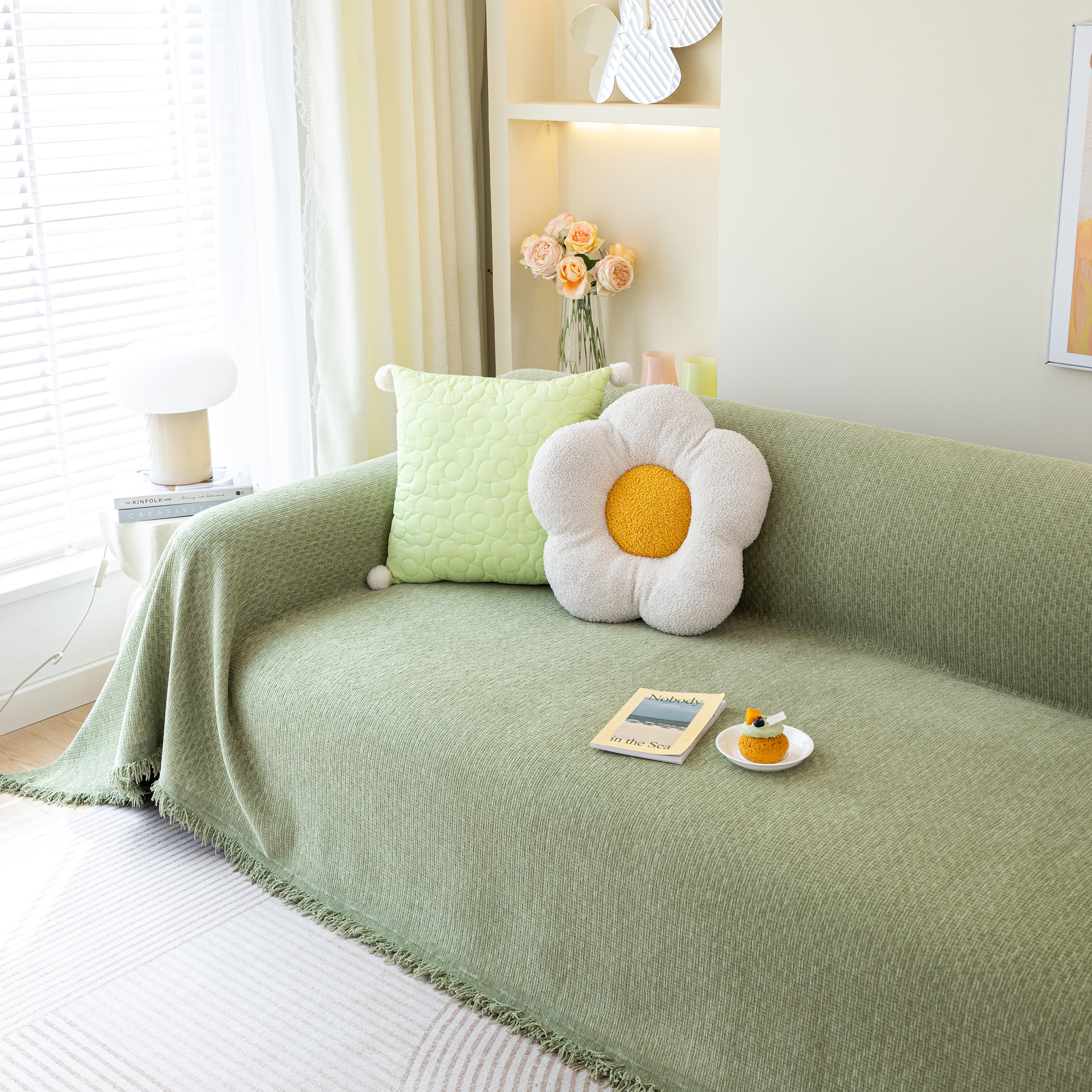 Chenille Large Throw Couch Cover Blanket With Water-resistant For Futon, Loveseat, And L-shaped Sofa