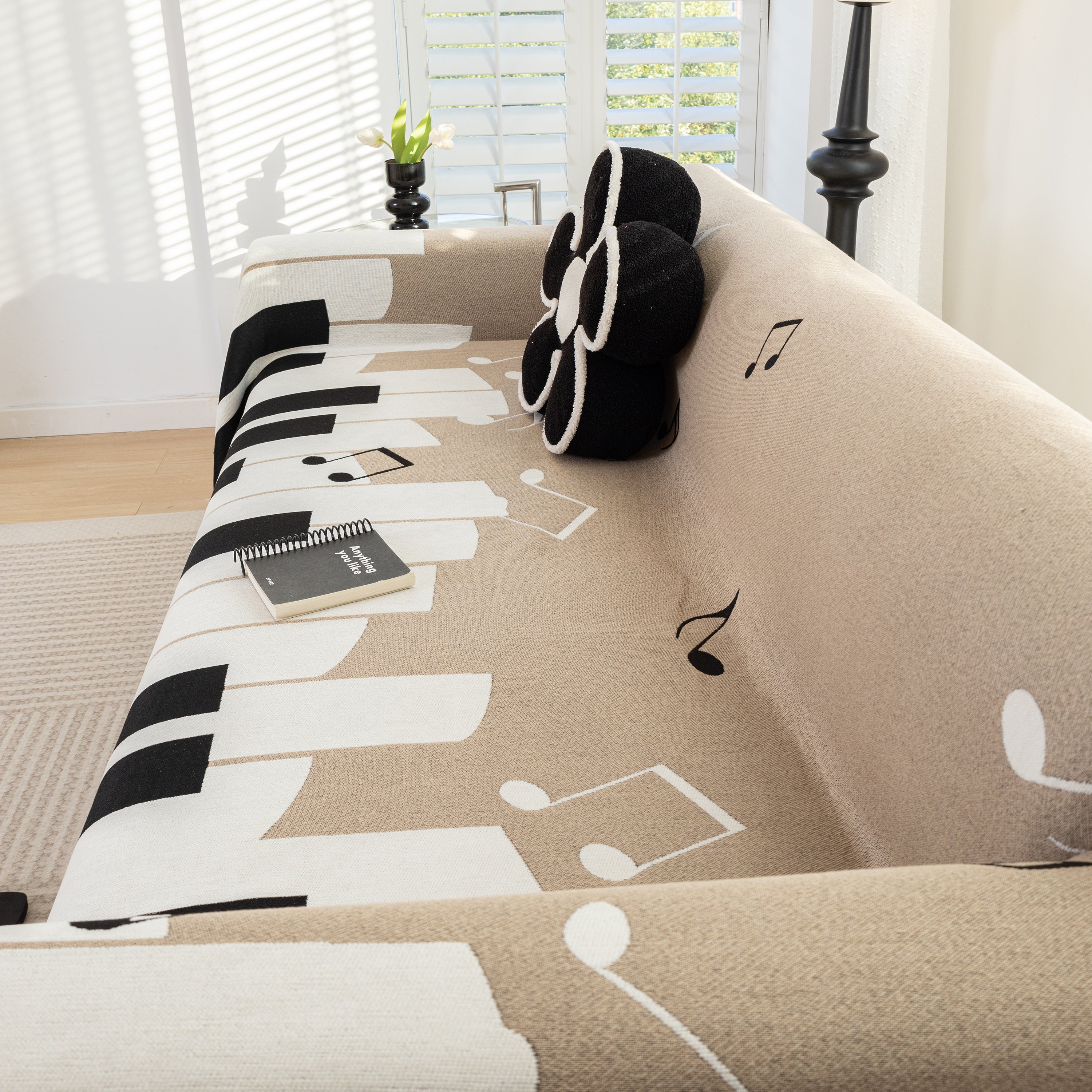 Cozy Chenille Dynamic Notes Sectional Couch Cover Blanket, Perfect Couch Throw Covers For Pets