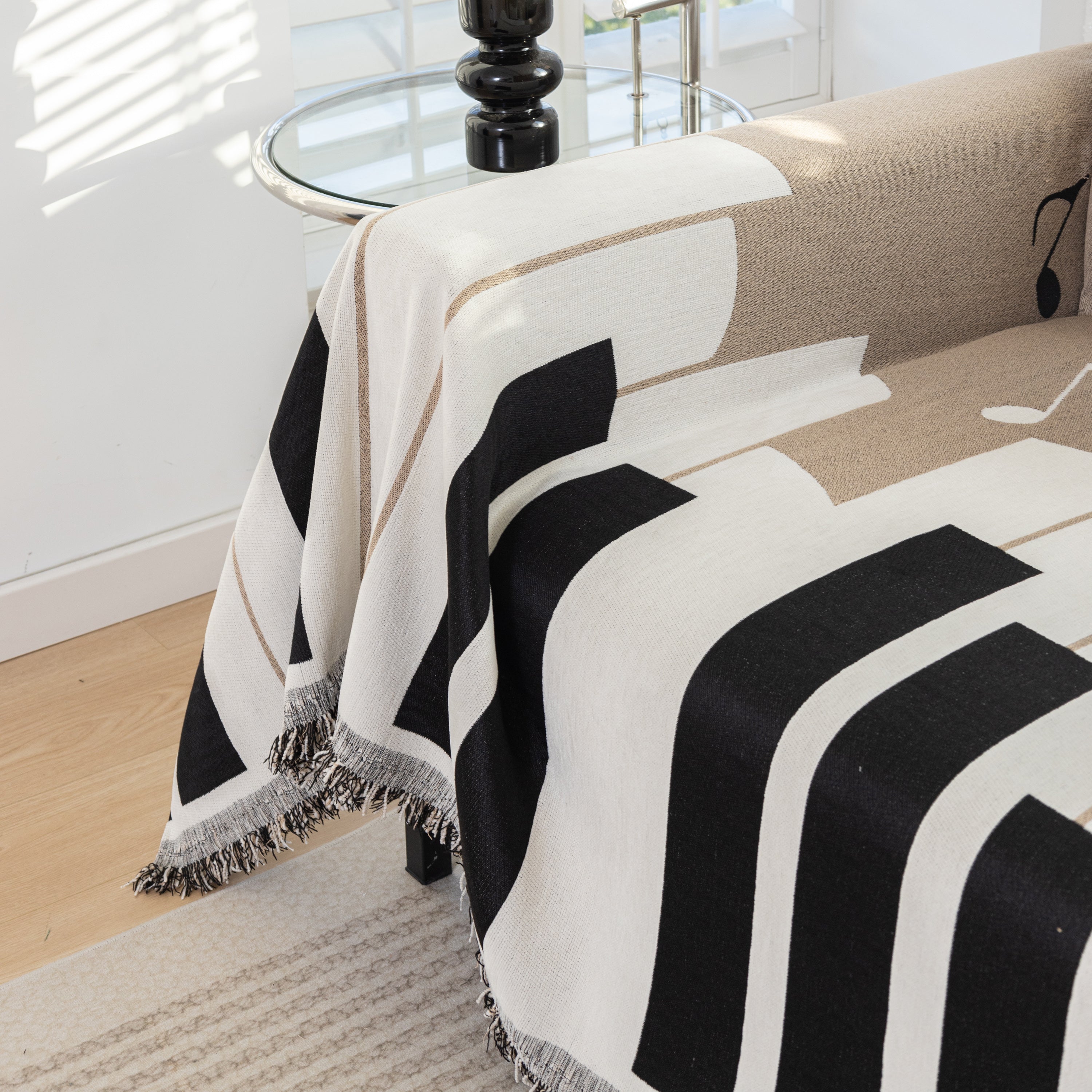 Cozy Chenille Dynamic Notes Sectional Couch Cover Blanket, Perfect Couch Throw Covers For Pets