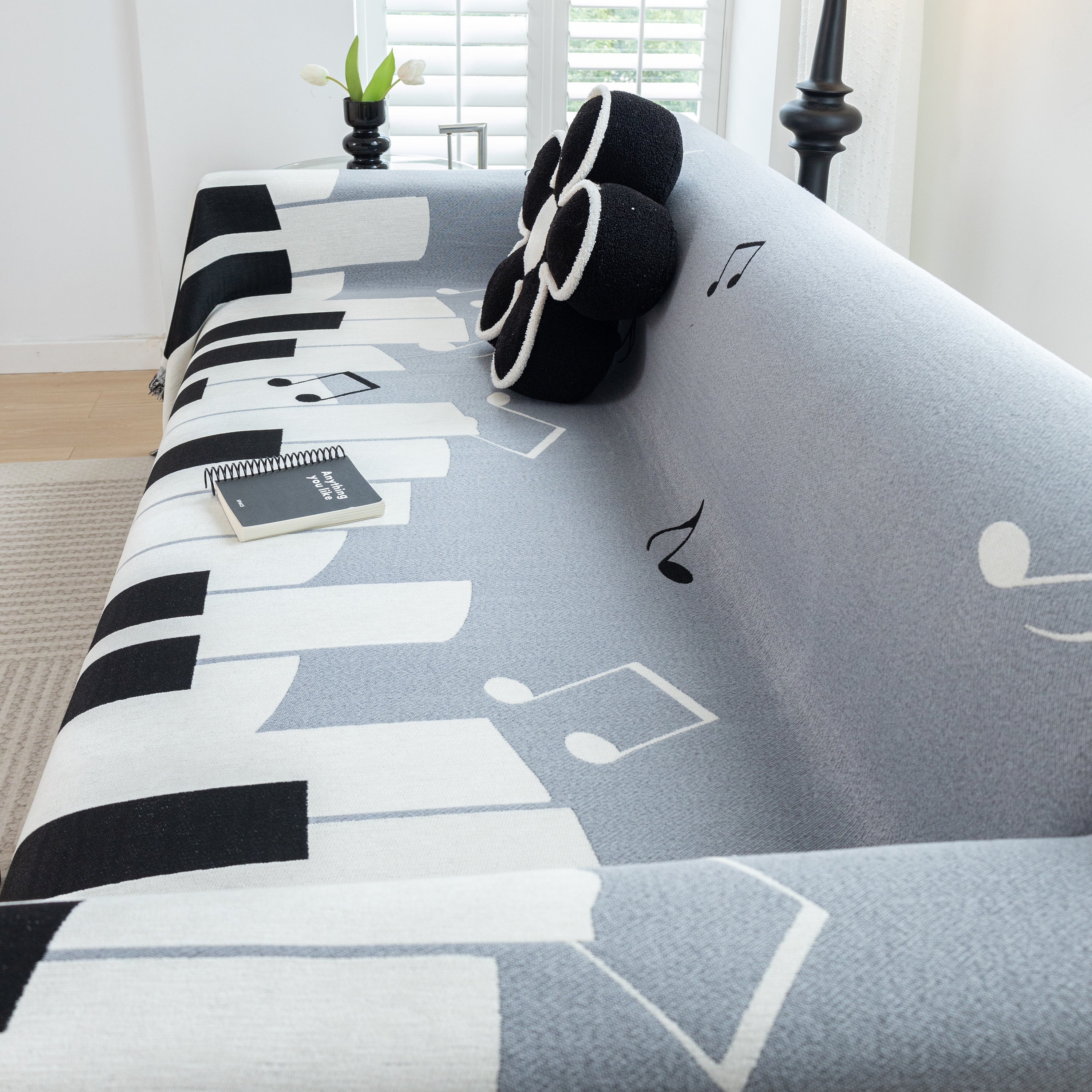 Cozy Chenille Dynamic Notes Sectional Couch Cover Blanket, Perfect Couch Throw Covers For Pets