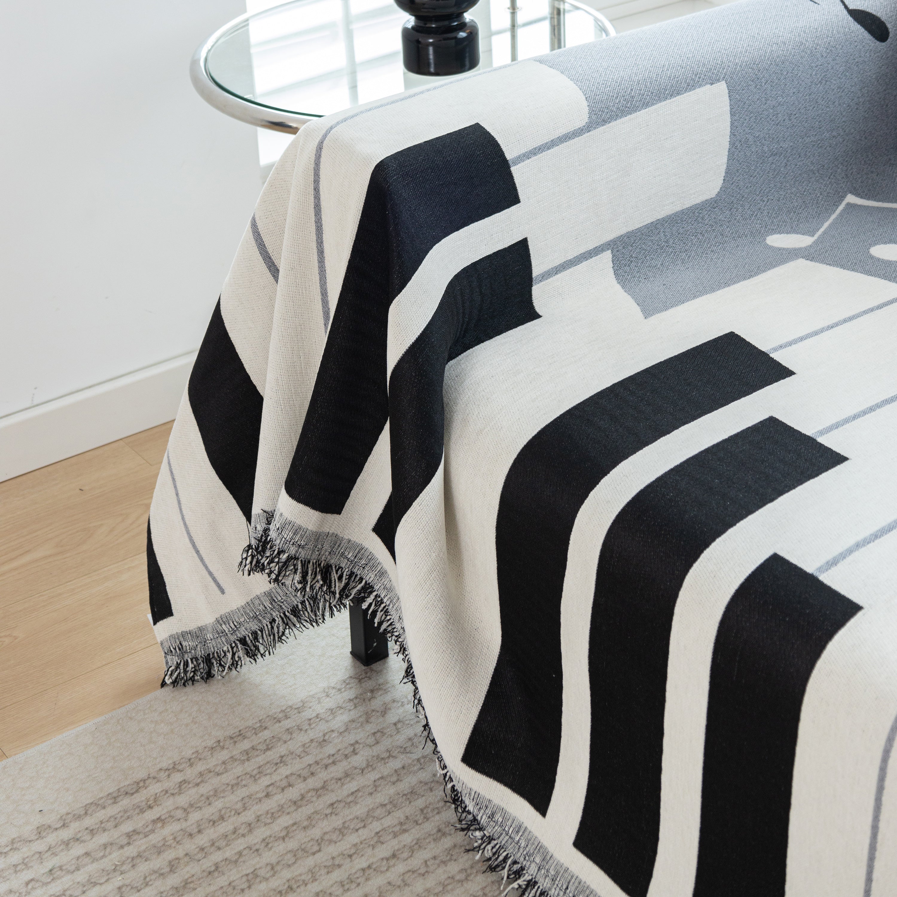 Cozy Chenille Dynamic Notes Sectional Couch Cover Blanket, Perfect Couch Throw Covers For Pets