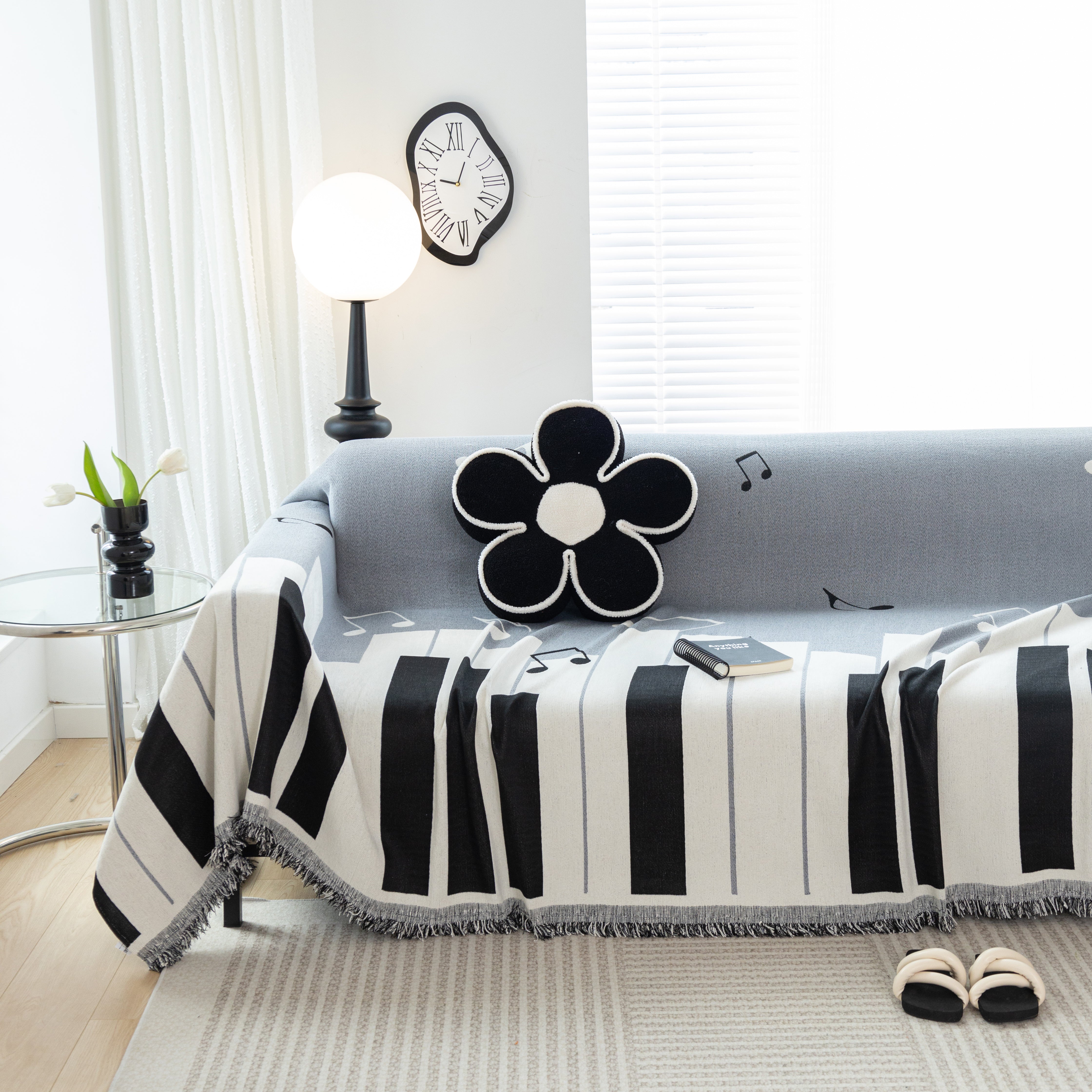 Cozy Chenille Dynamic Notes Sectional Couch Cover Blanket, Perfect Couch Throw Covers For Pets
