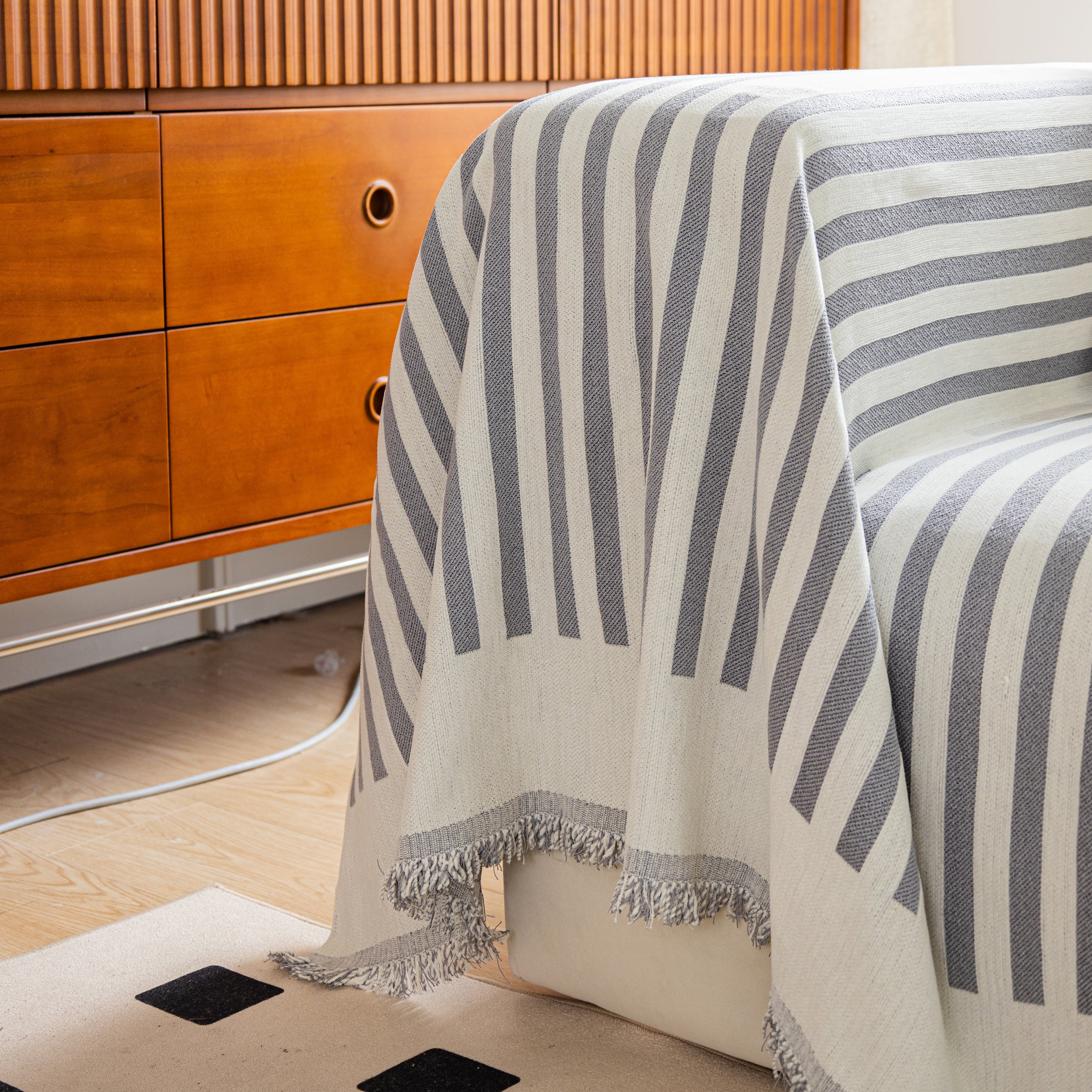Boho Stripe Sectional Couch Cover Soft Chenille Sofa Slipcovers Blanket On The Sofa For Living Room