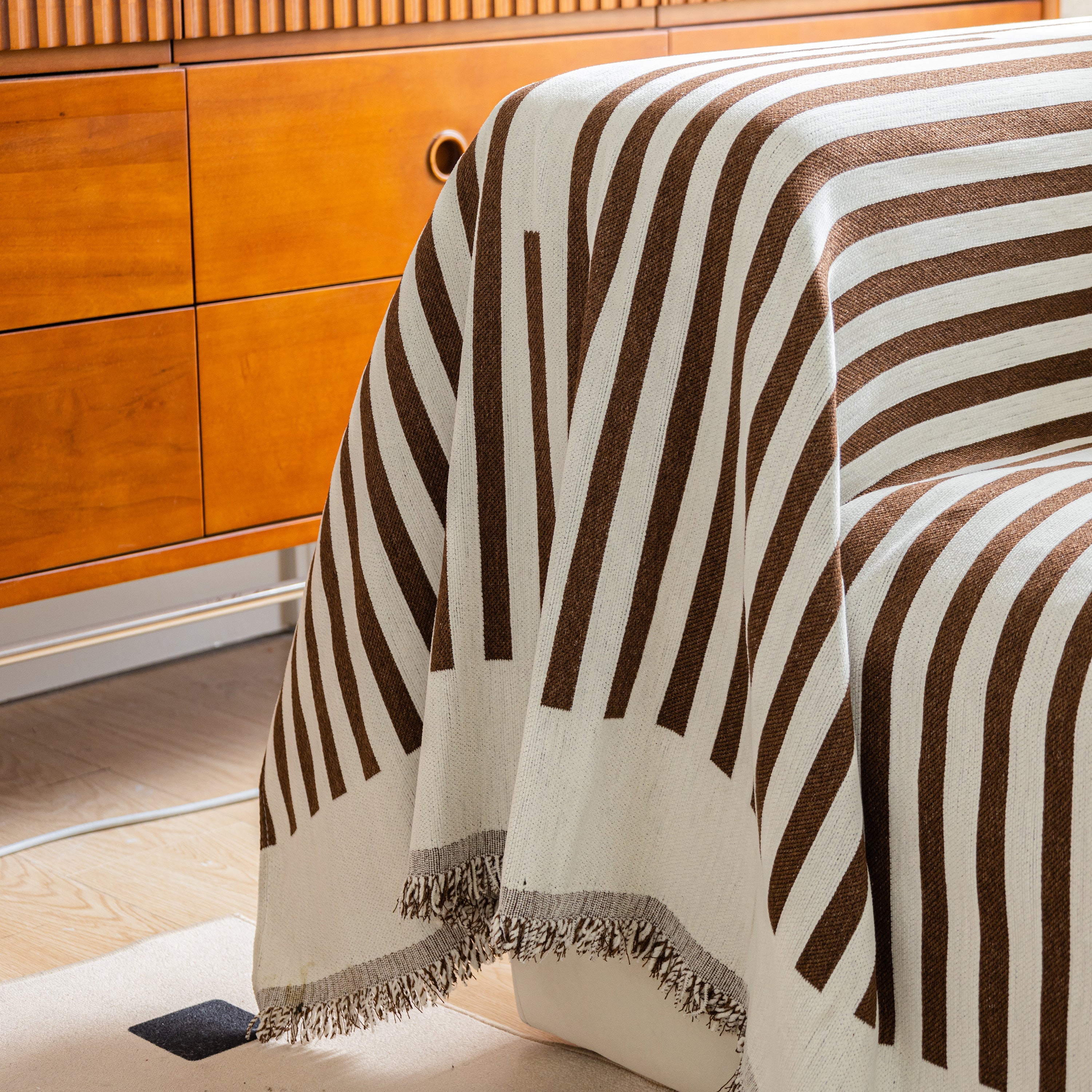 Boho Stripe Sectional Couch Cover Soft Chenille Sofa Slipcovers Blanket On The Sofa For Living Room