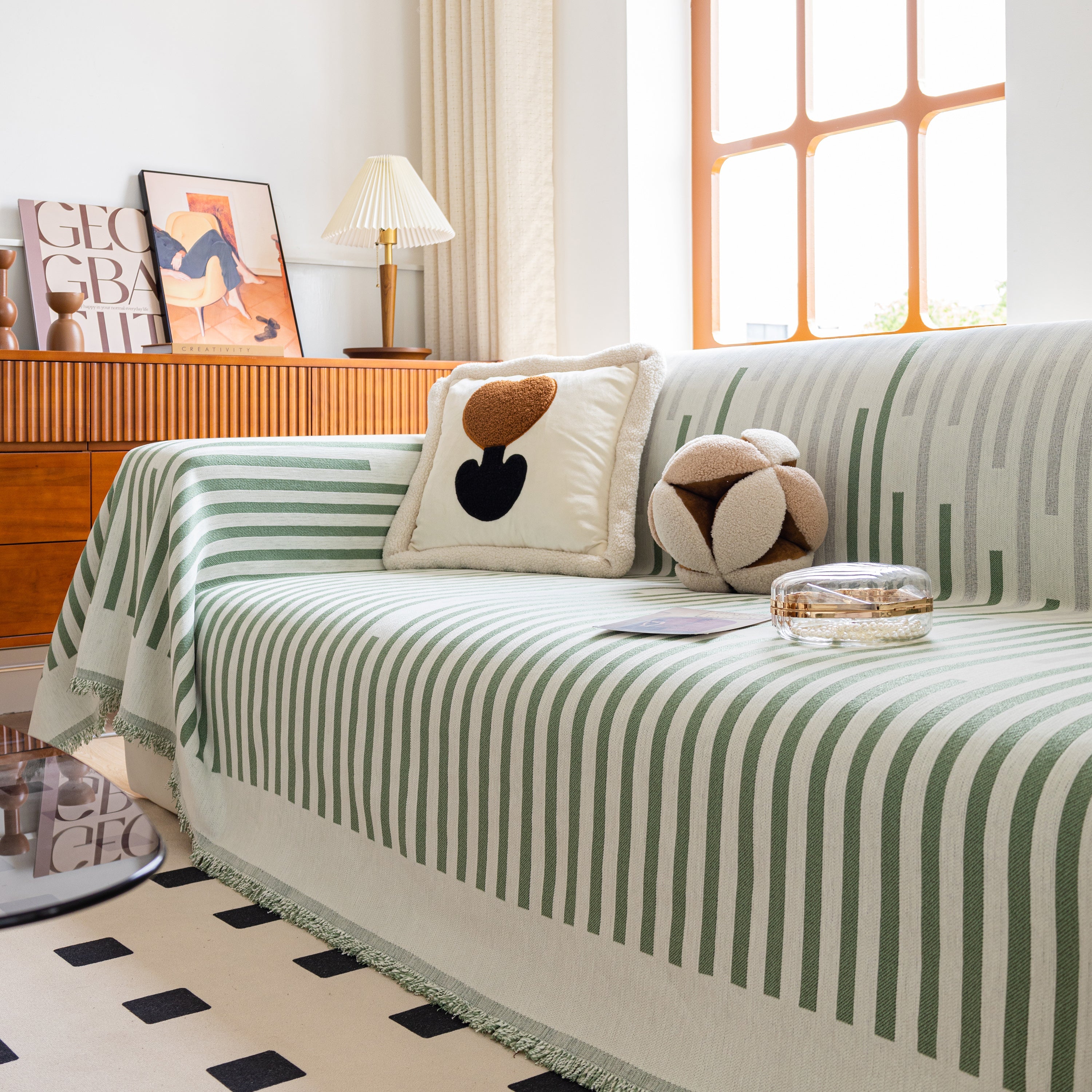 Boho Stripe Sectional Couch Cover Soft Chenille Sofa Slipcovers Blanket On The Sofa For Living Room