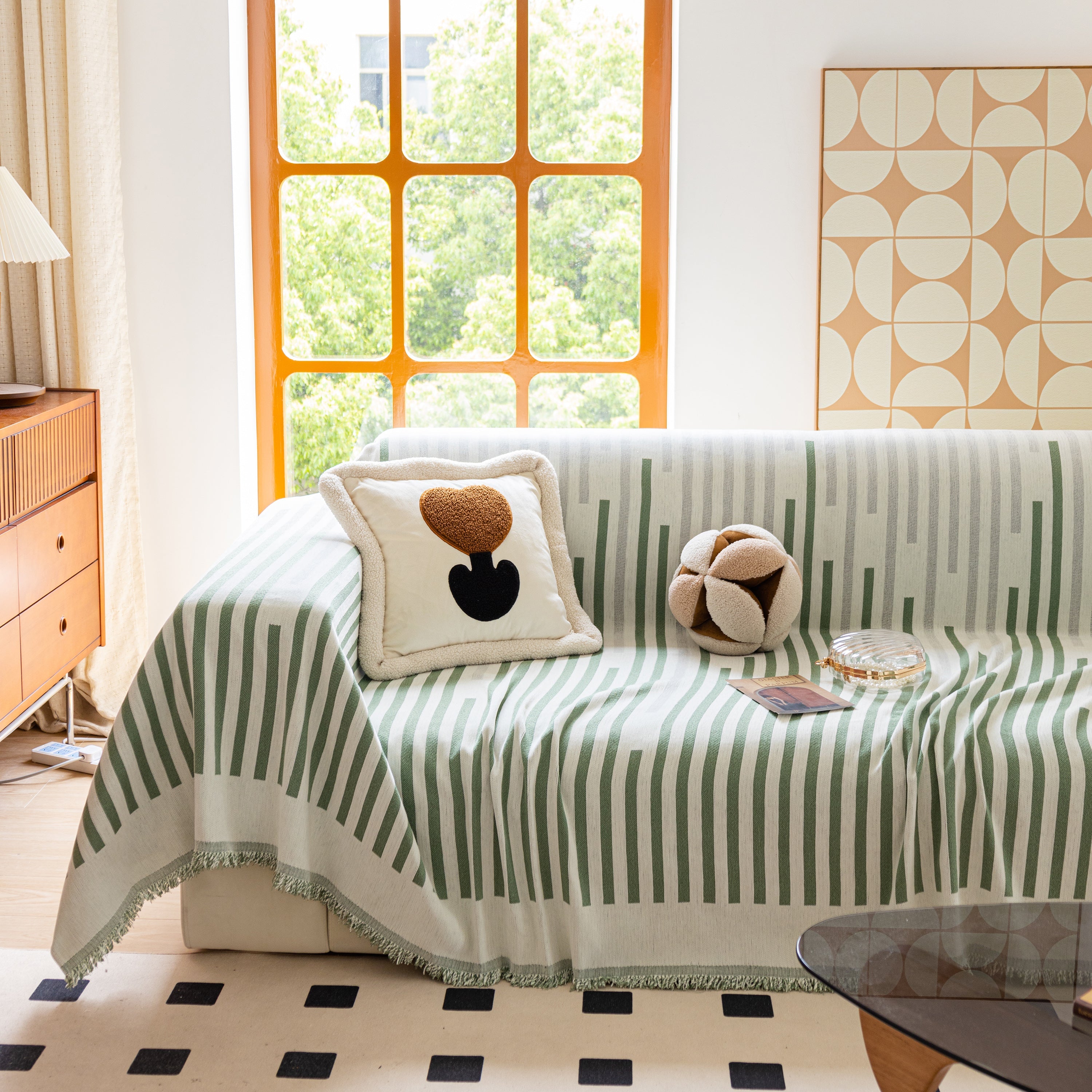 Boho Stripe Sectional Couch Cover Soft Chenille Sofa Slipcovers Blanket On The Sofa For Living Room