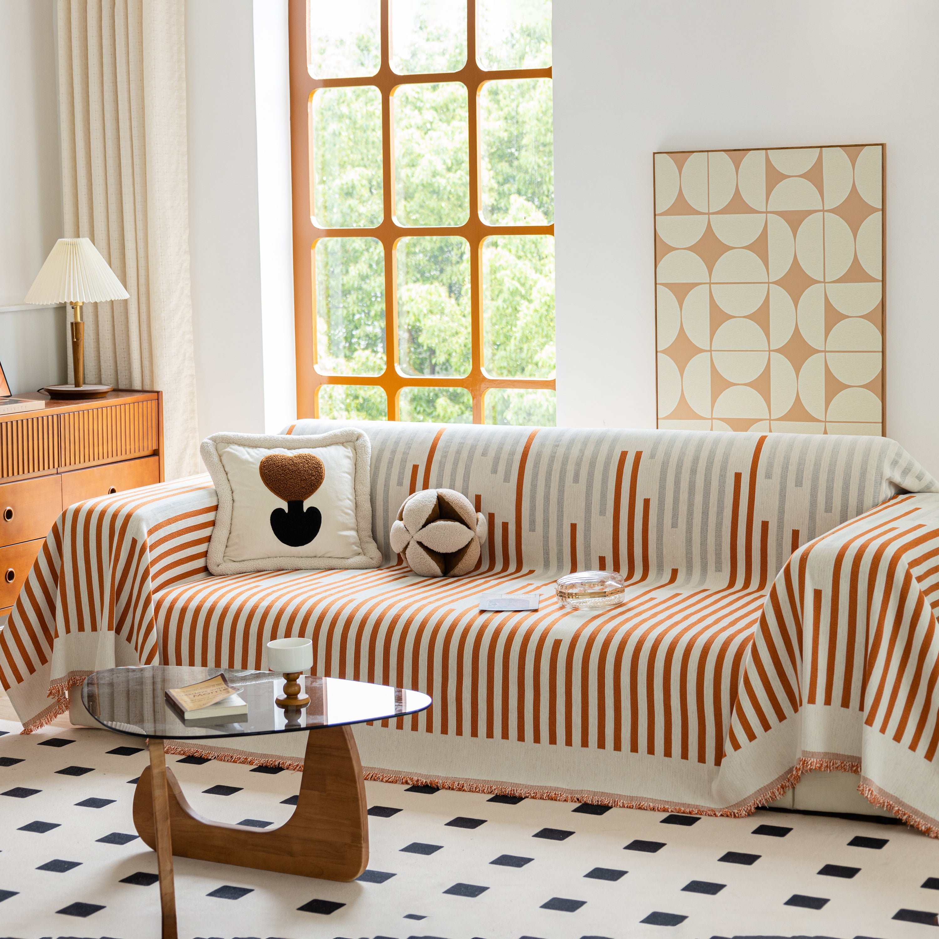 Boho Stripe Sectional Couch Cover Soft Chenille Sofa Slipcovers Blanket On The Sofa For Living Room
