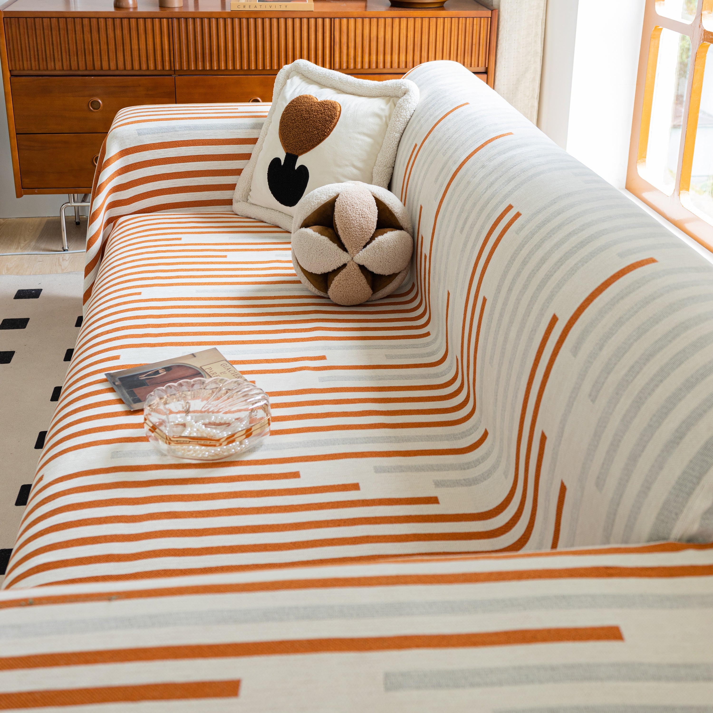 Boho Stripe Sectional Couch Cover Soft Chenille Sofa Slipcovers Blanket On The Sofa For Living Room