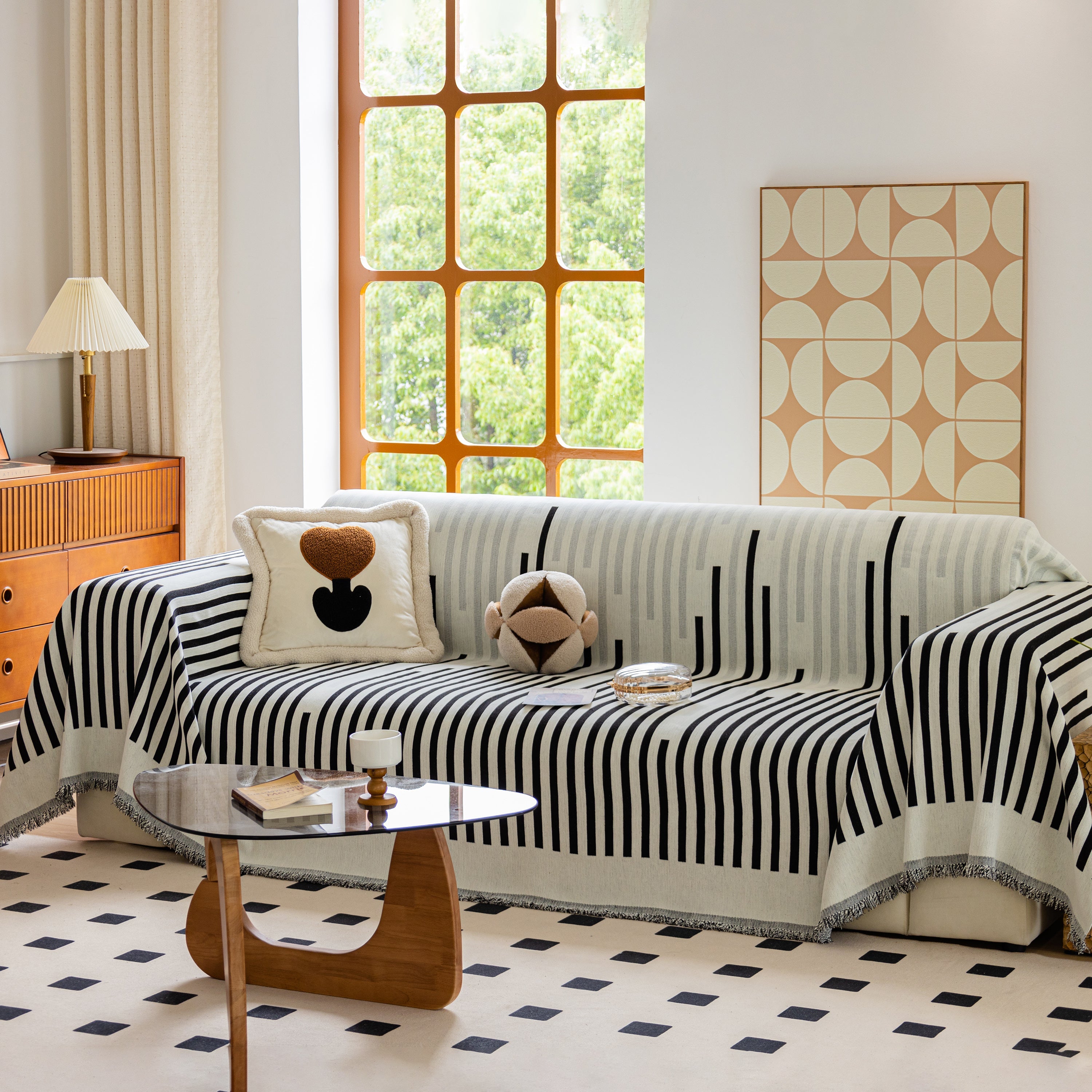 Boho Stripe Sectional Couch Cover Soft Chenille Sofa Slipcovers Blanket On The Sofa For Living Room
