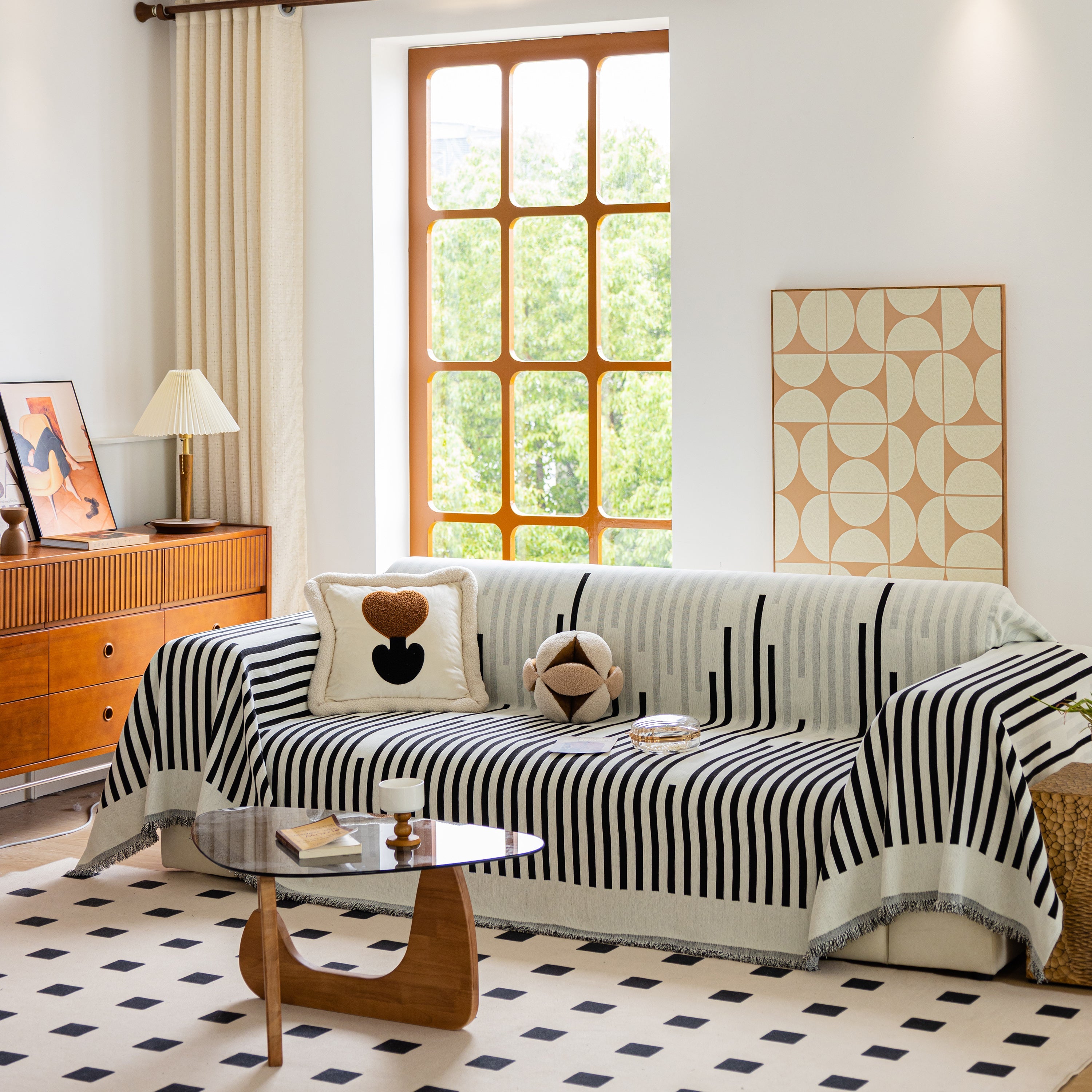 Boho Stripe Sectional Couch Cover Soft Chenille Sofa Slipcovers Blanket On The Sofa For Living Room