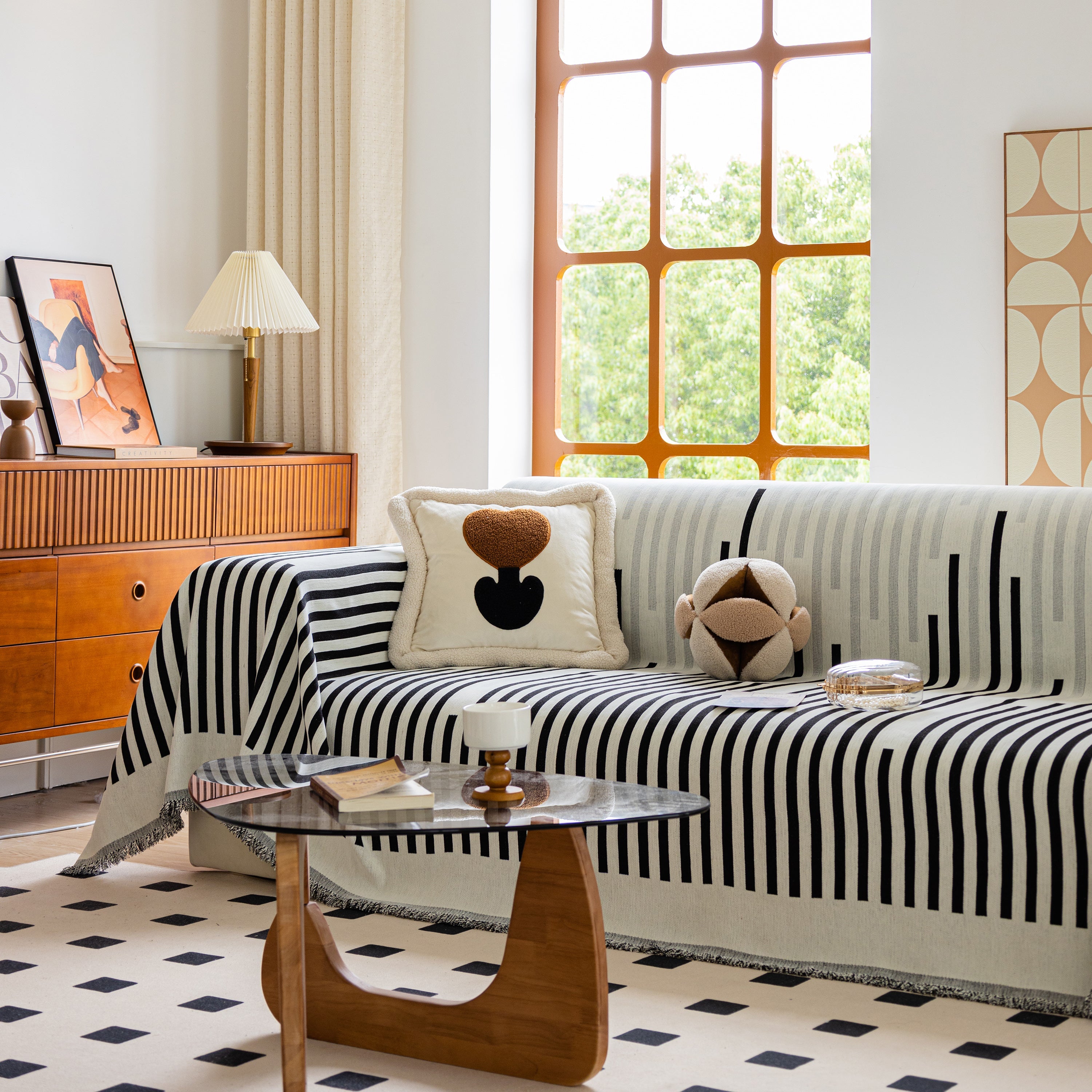 Boho Stripe Sectional Couch Cover Soft Chenille Sofa Slipcovers Blanket On The Sofa For Living Room