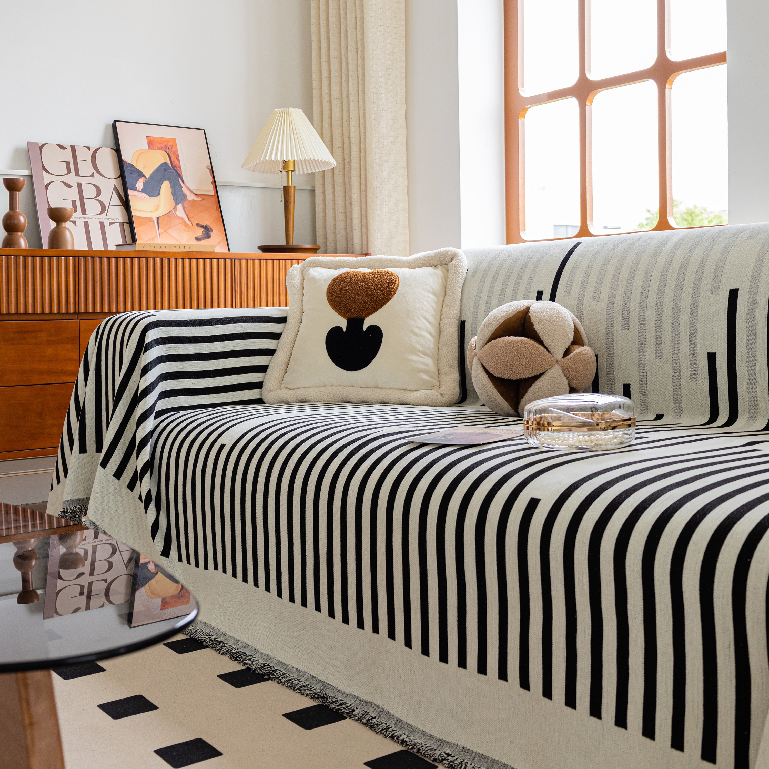Boho Stripe Sectional Couch Cover Soft Chenille Sofa Slipcovers Blanket On The Sofa For Living Room