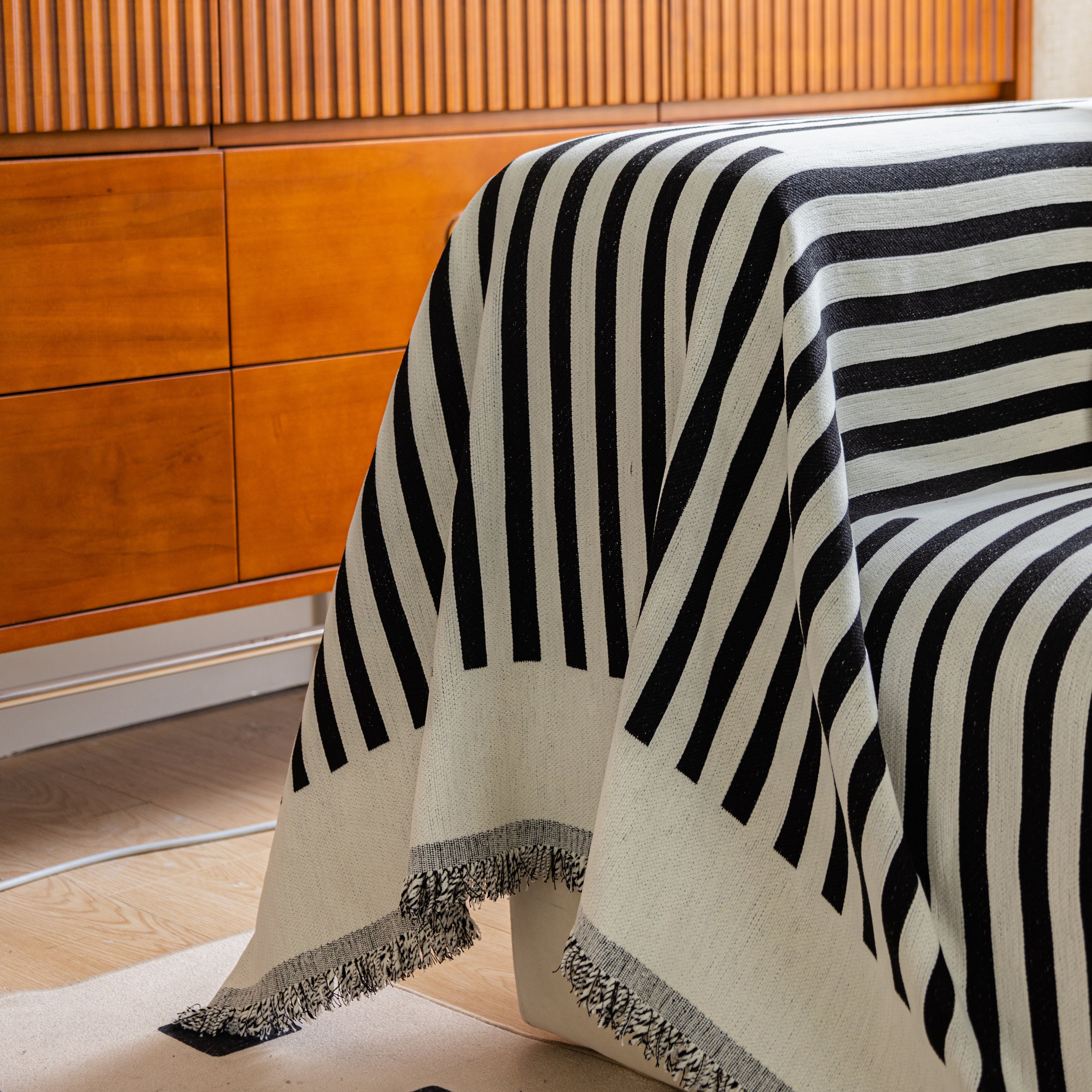 Boho Stripe Sectional Couch Cover Soft Chenille Sofa Slipcovers Blanket On The Sofa For Living Room
