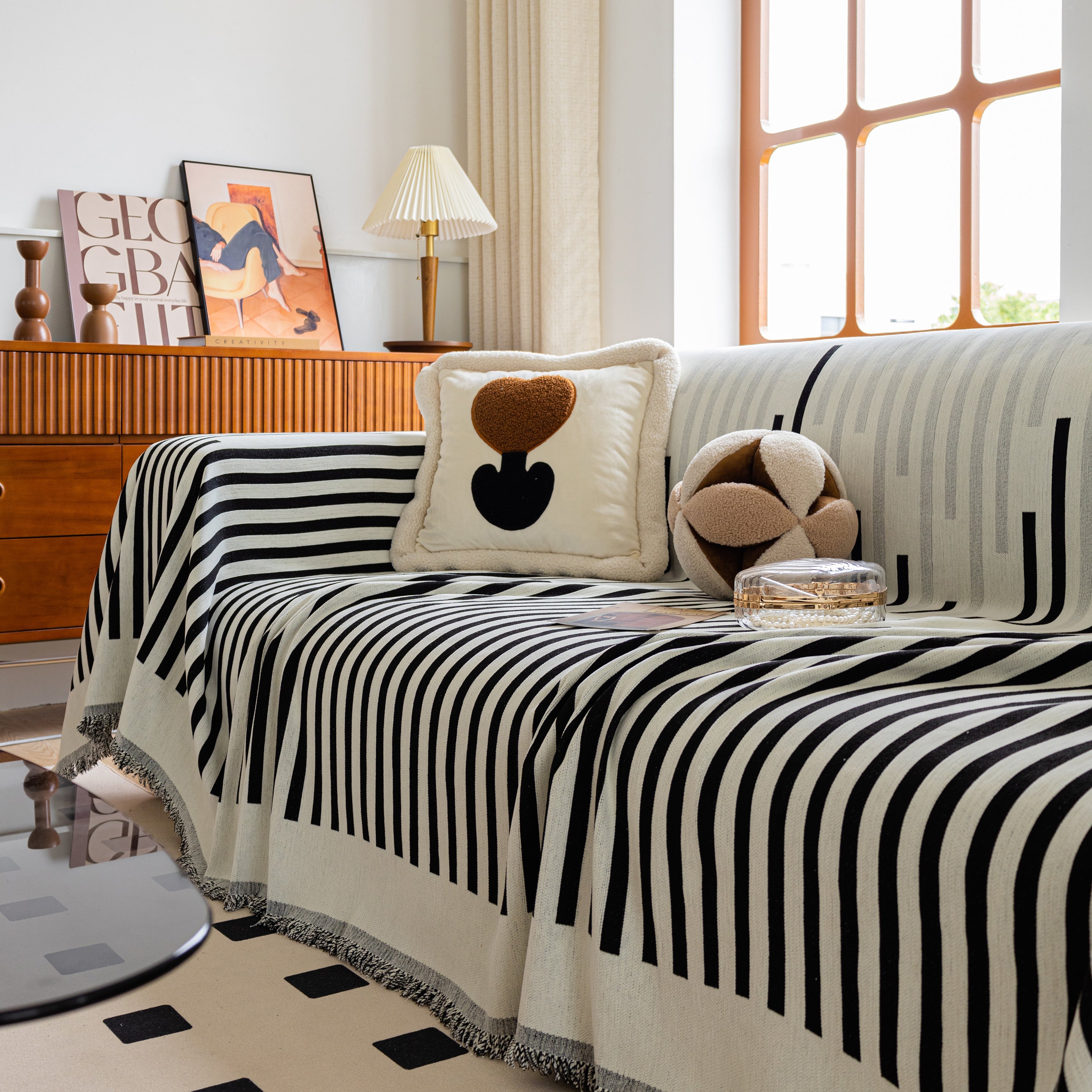 Boho Stripe Sectional Couch Cover Soft Chenille Sofa Slipcovers Blanket On The Sofa For Living Room