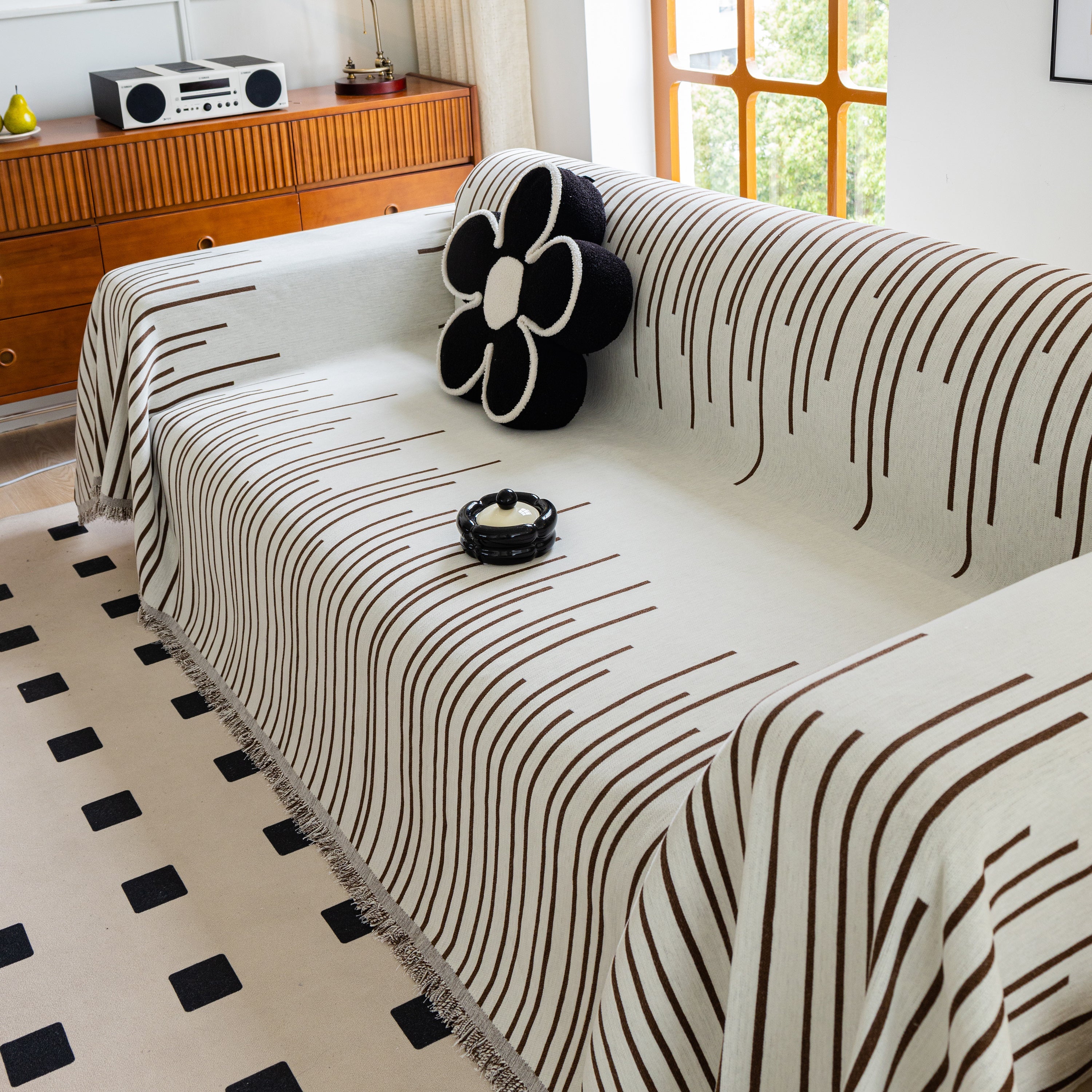 Boho Striped Jacquard Throw Sofa Slipcover Chenille Sofa Throws For Couches For Pets Kids Home Decor