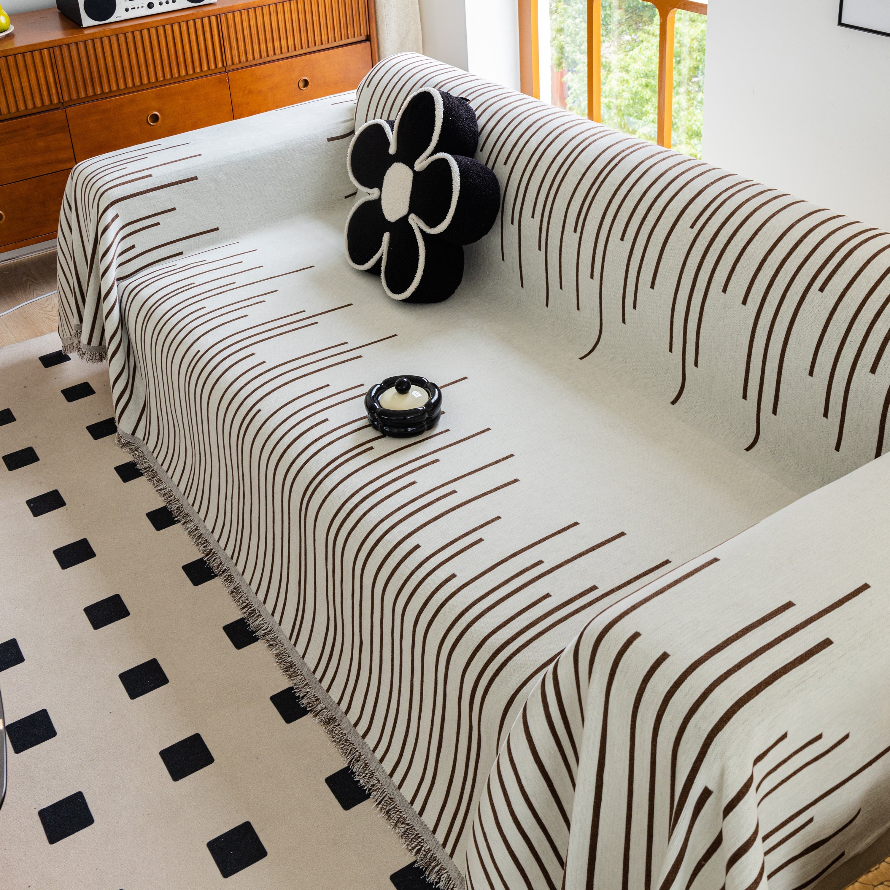 Boho Striped Jacquard Throw Sofa Slipcover Chenille Sofa Throws For Couches For Pets Kids Home Decor