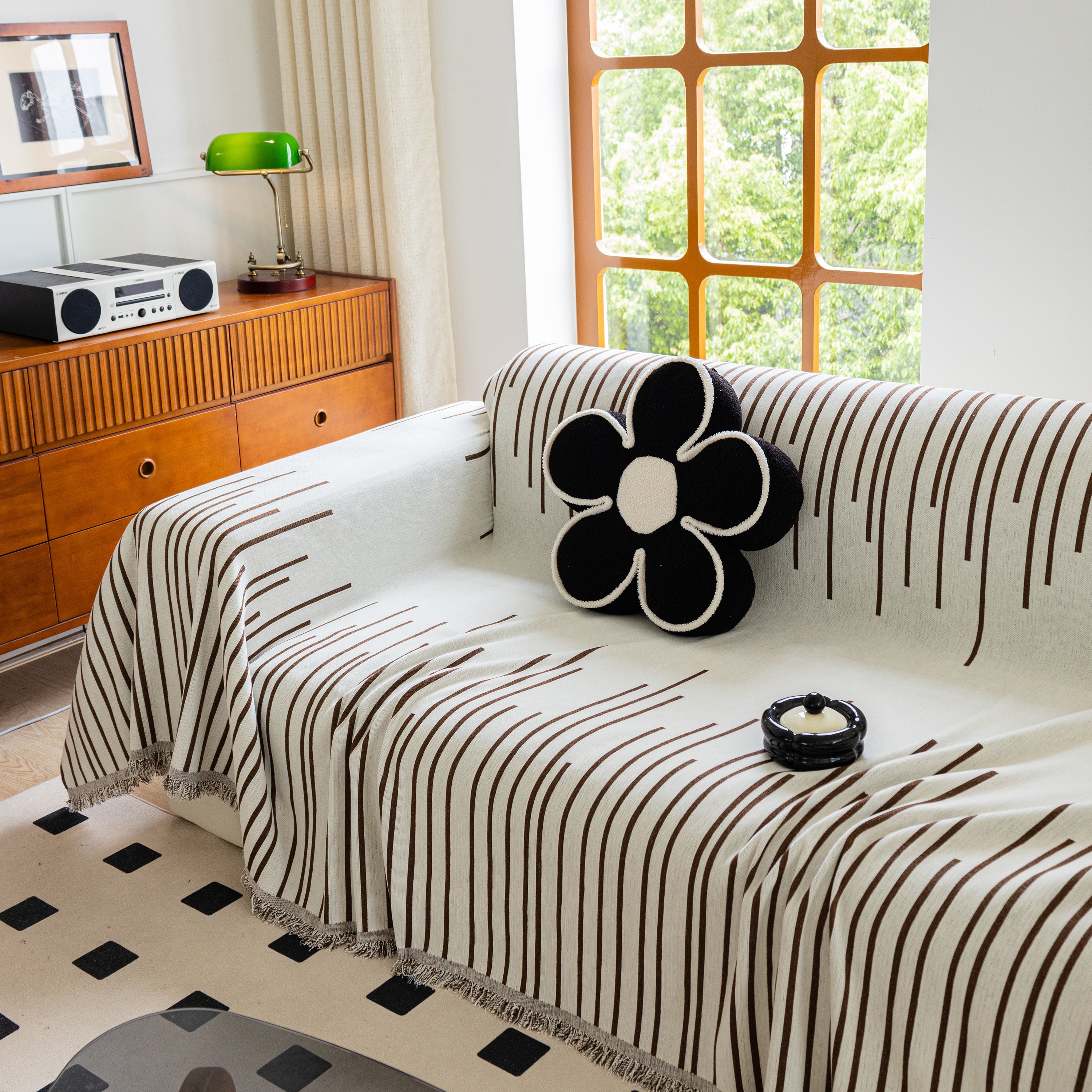 Boho Striped Jacquard Throw Sofa Slipcover Chenille Sofa Throws For Couches For Pets Kids Home Decor
