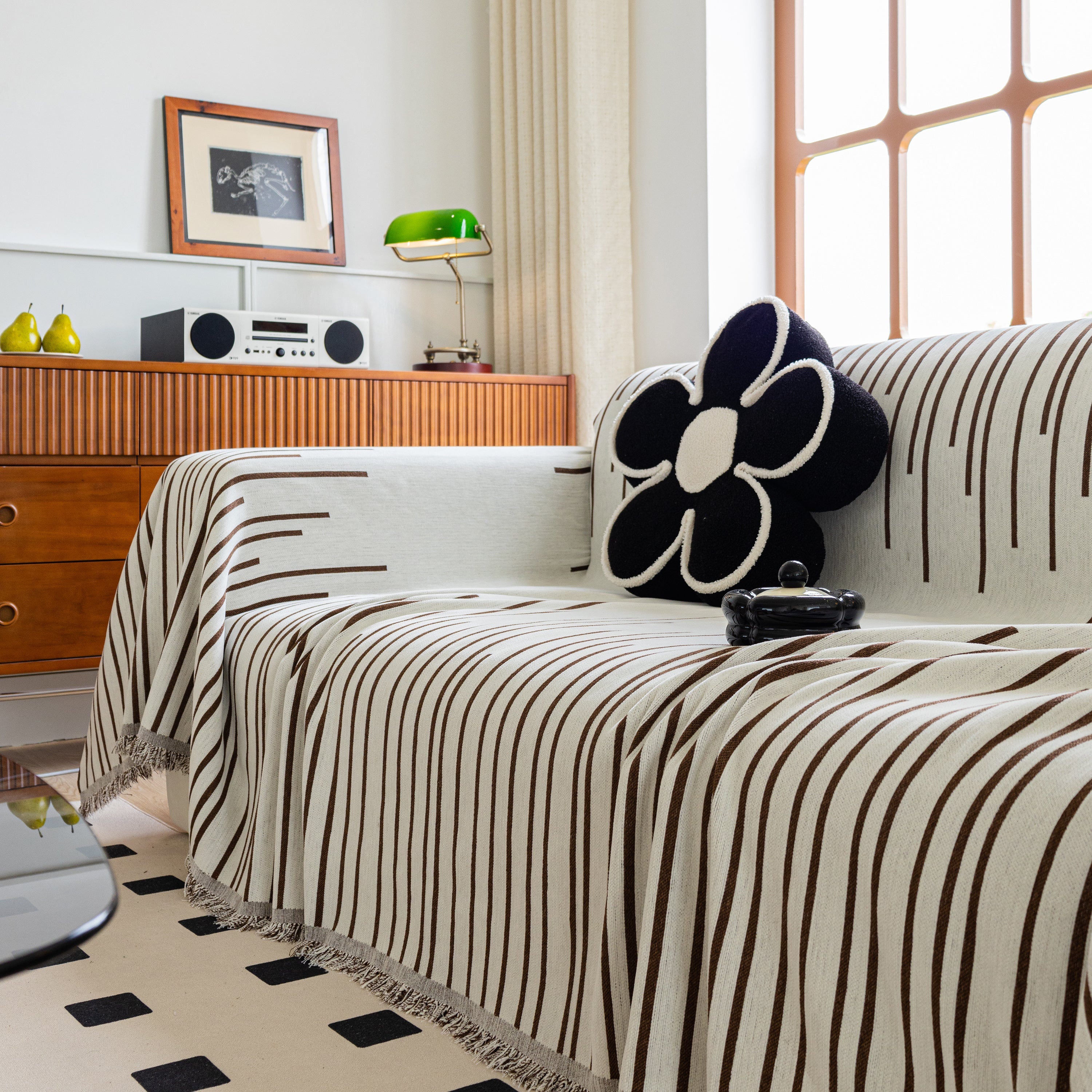 Boho Striped Jacquard Throw Sofa Slipcover Chenille Sofa Throws For Couches For Pets Kids Home Decor