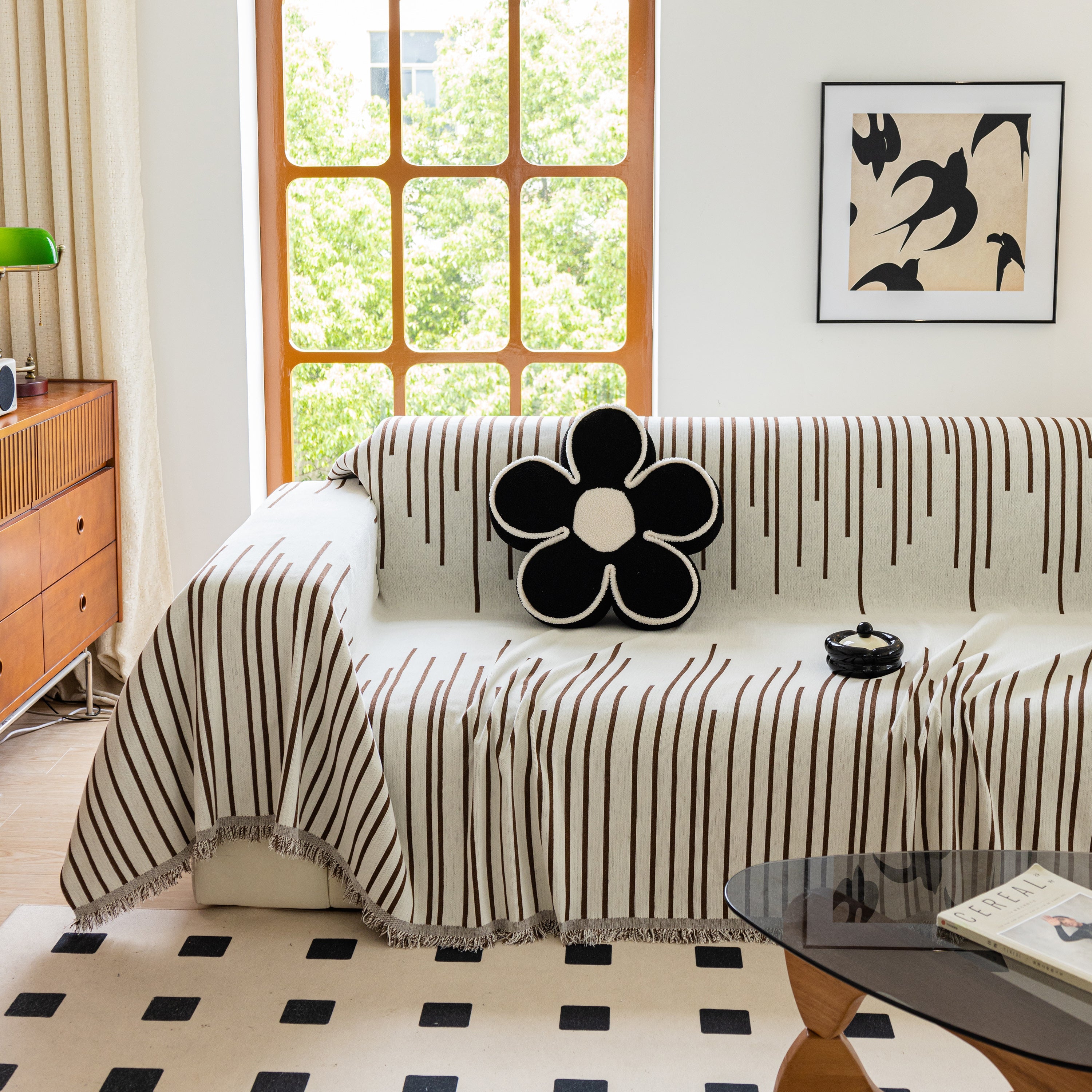 Boho Striped Jacquard Throw Sofa Slipcover Chenille Sofa Throws For Couches For Pets Kids Home Decor