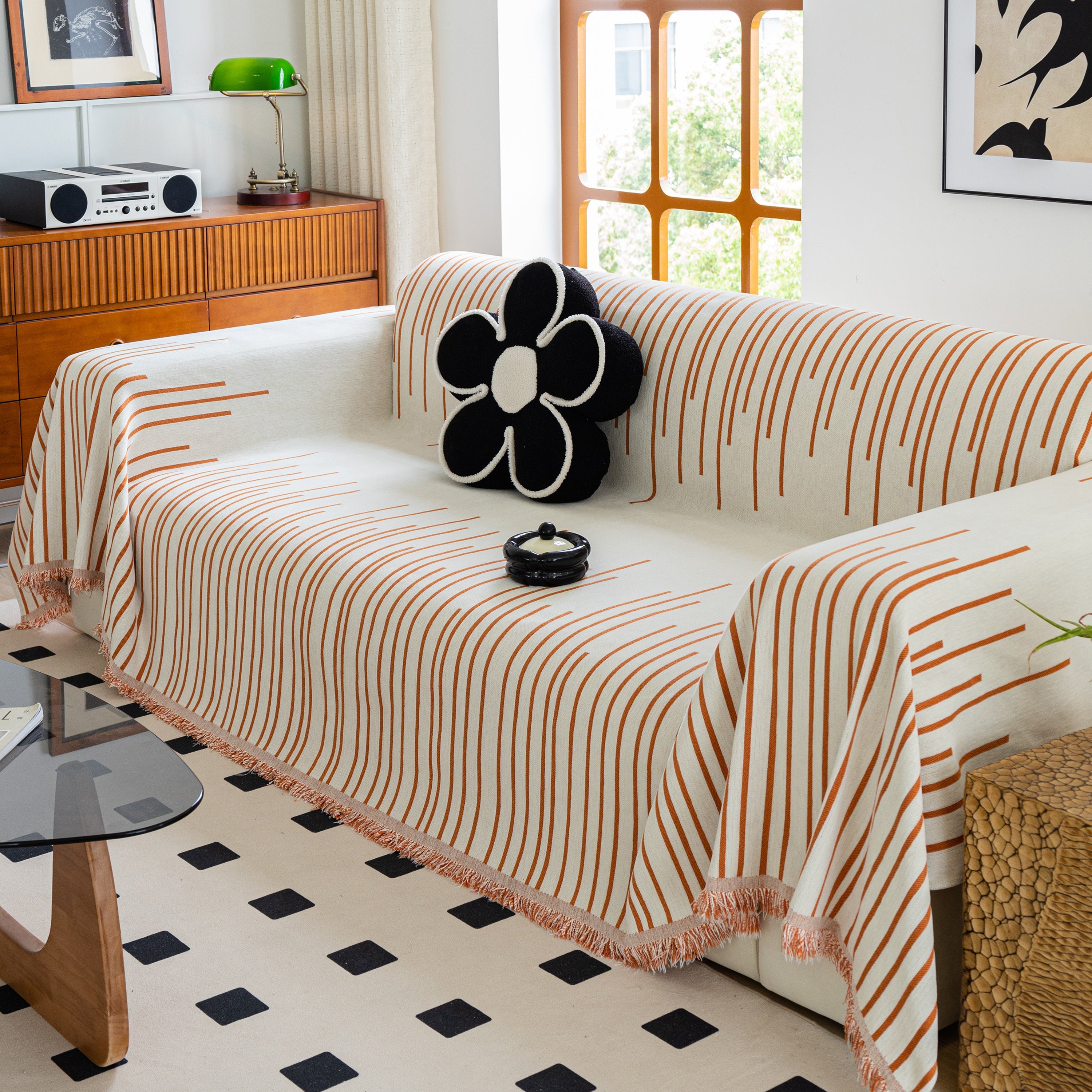 Boho Striped Jacquard Throw Sofa Slipcover Chenille Sofa Throws For Couches For Pets Kids Home Decor