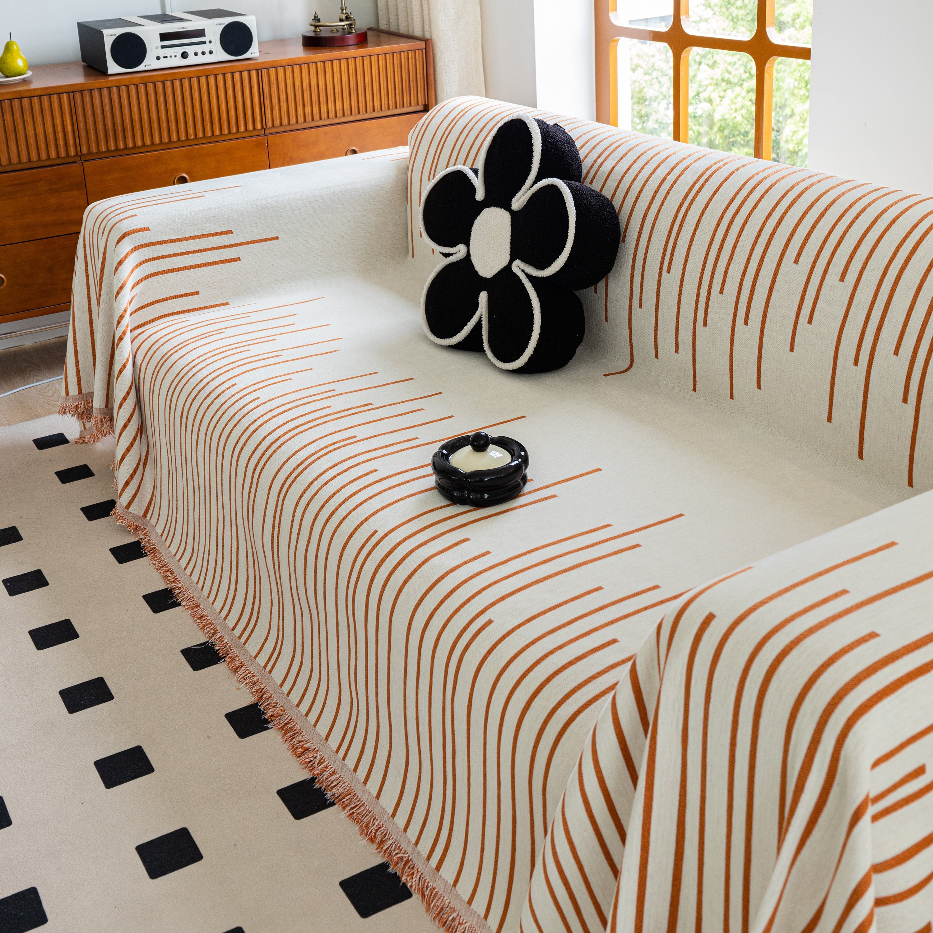 Boho Striped Jacquard Throw Sofa Slipcover Chenille Sofa Throws For Couches For Pets Kids Home Decor