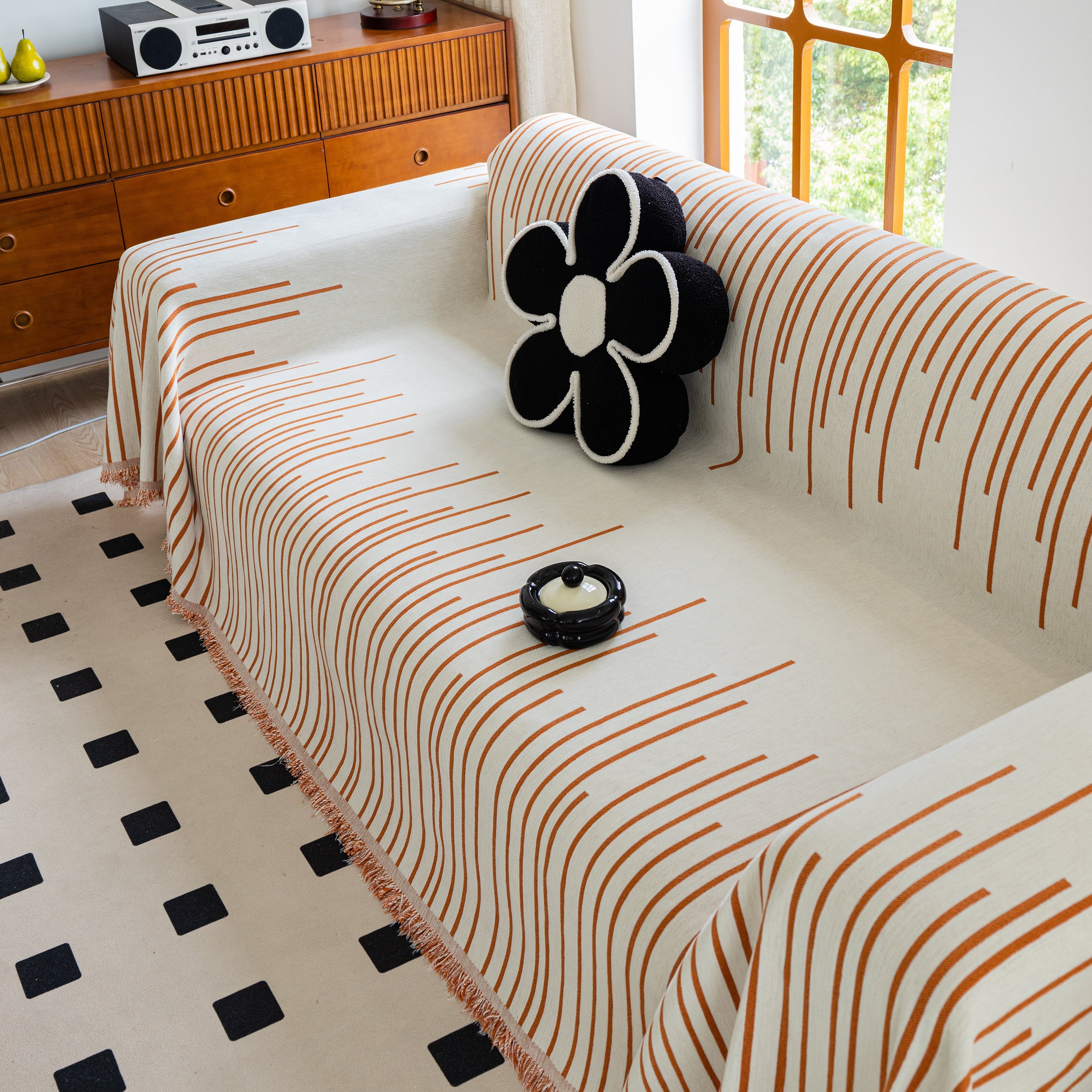 Boho Striped Jacquard Throw Sofa Slipcover Chenille Sofa Throws For Couches For Pets Kids Home Decor