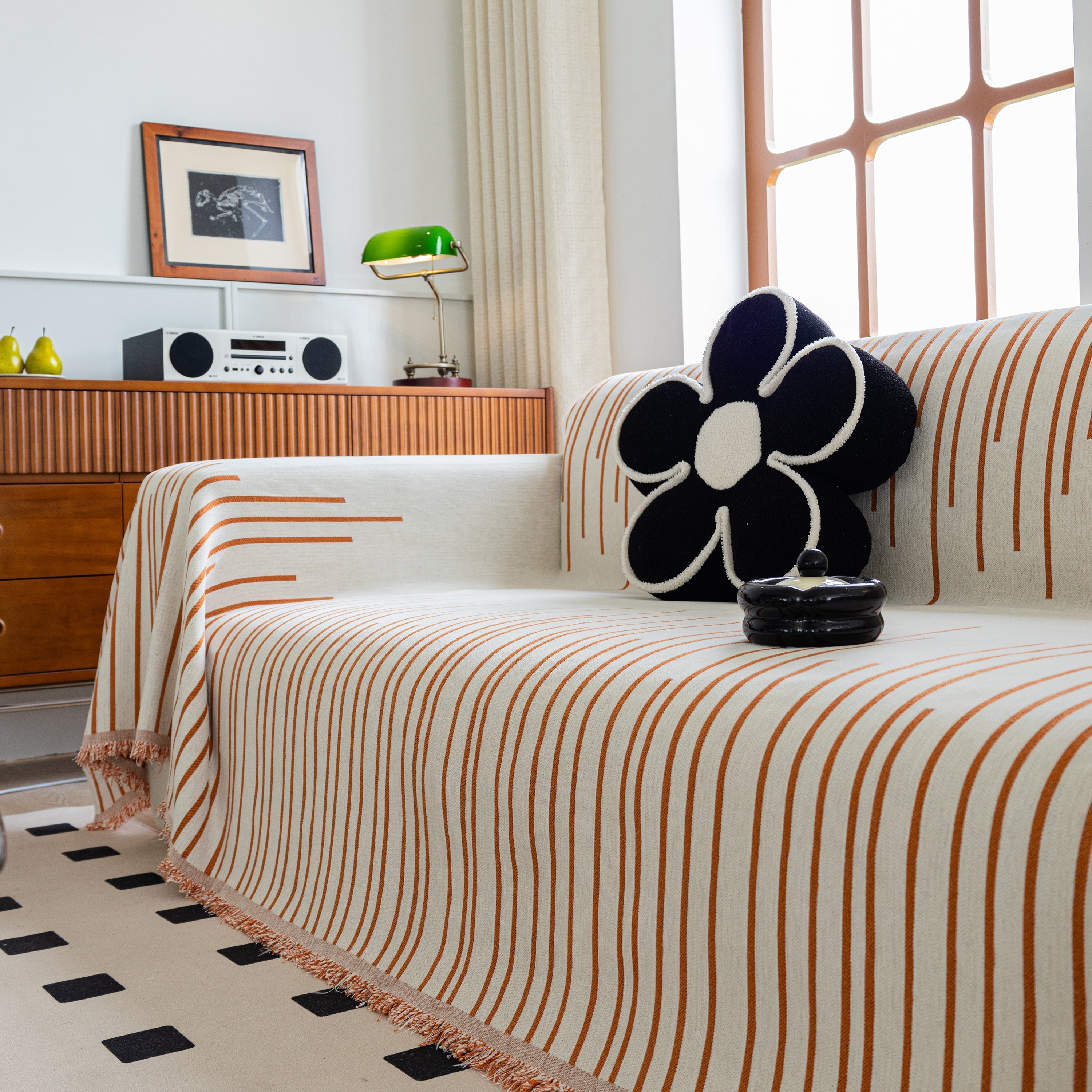 Boho Striped Jacquard Throw Sofa Slipcover Chenille Sofa Throws For Couches For Pets Kids Home Decor