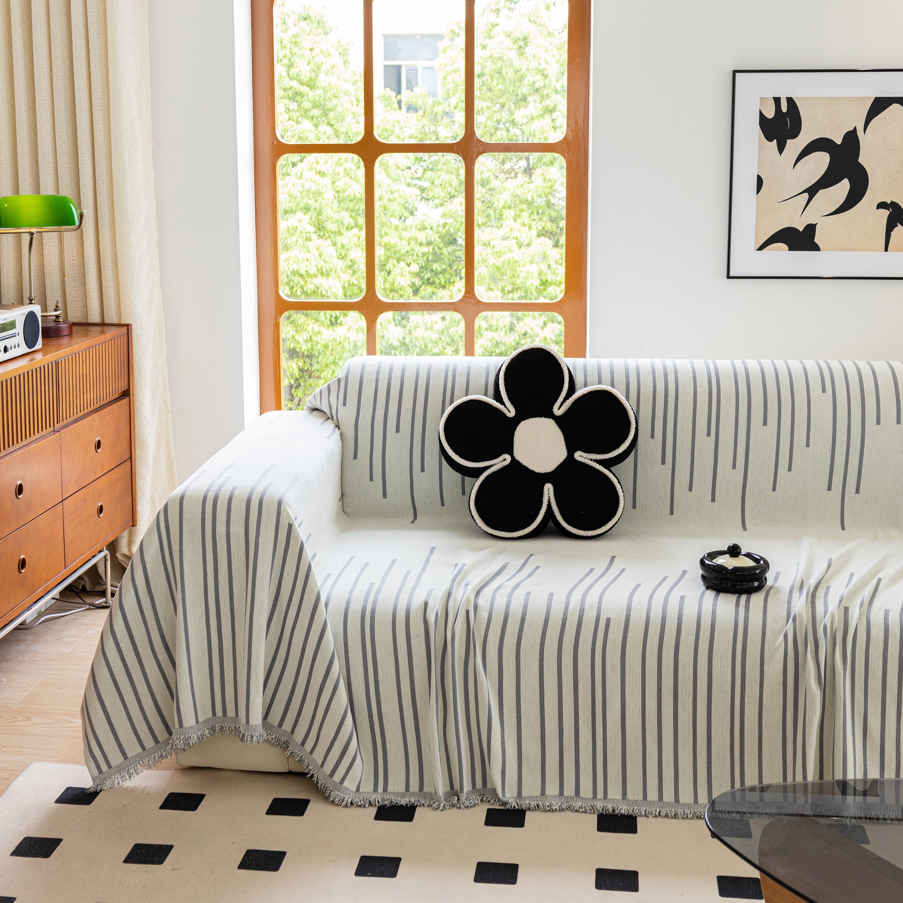Boho Striped Jacquard Throw Sofa Slipcover Chenille Sofa Throws For Couches For Pets Kids Home Decor
