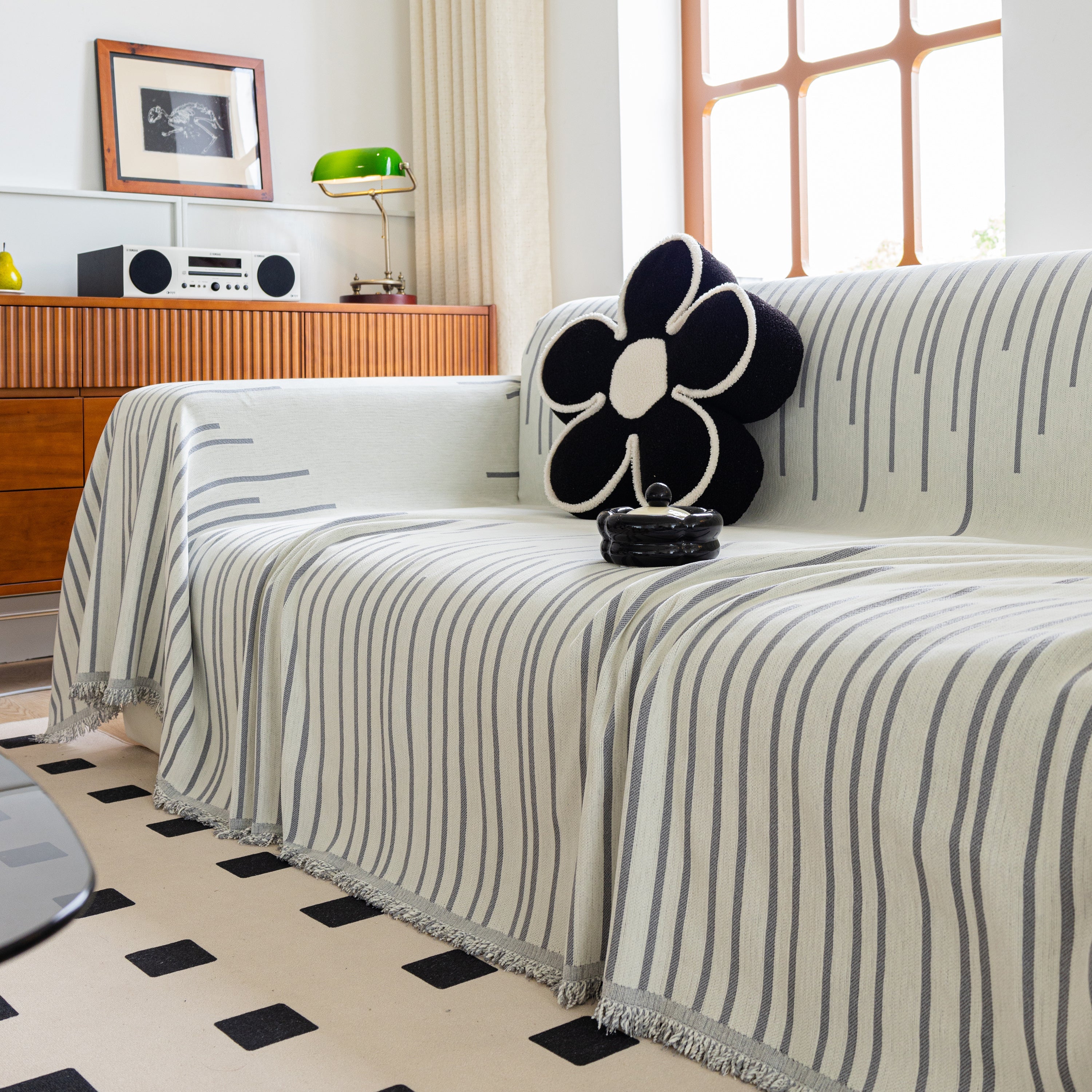 Boho Striped Jacquard Throw Sofa Slipcover Chenille Sofa Throws For Couches For Pets Kids Home Decor