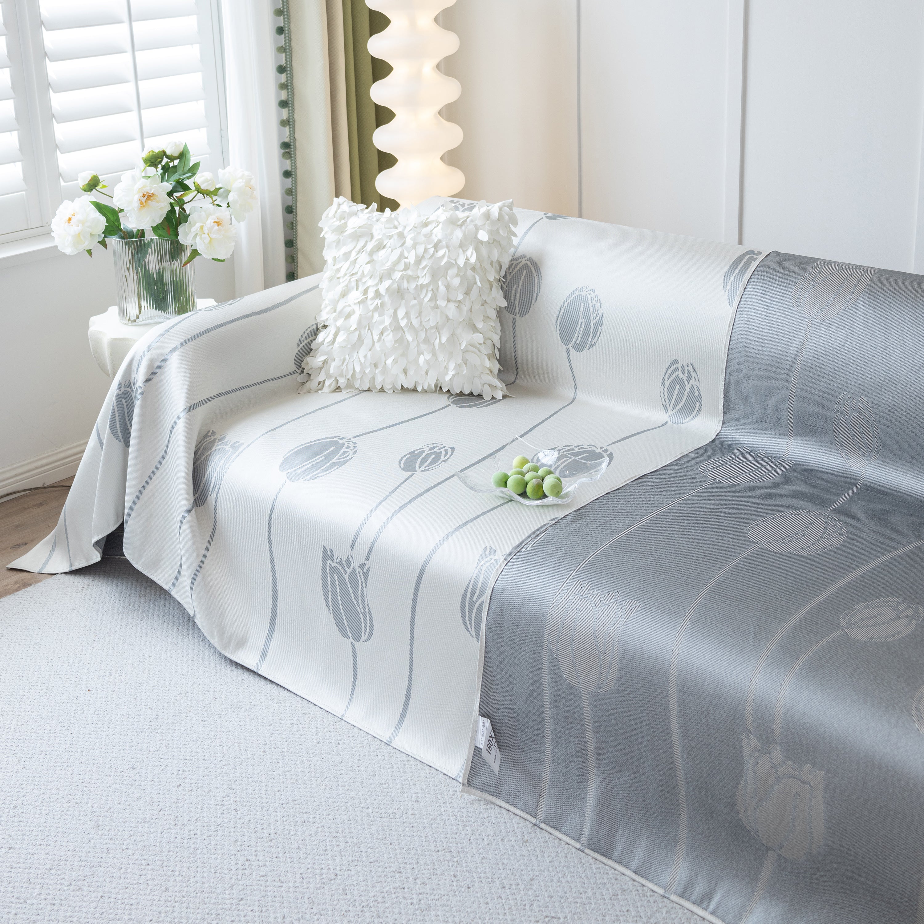 Cozy Cooling Tulip Sofa Throw Covers, Decorative & Breathable Couch Cover, Elegant Couch Protector