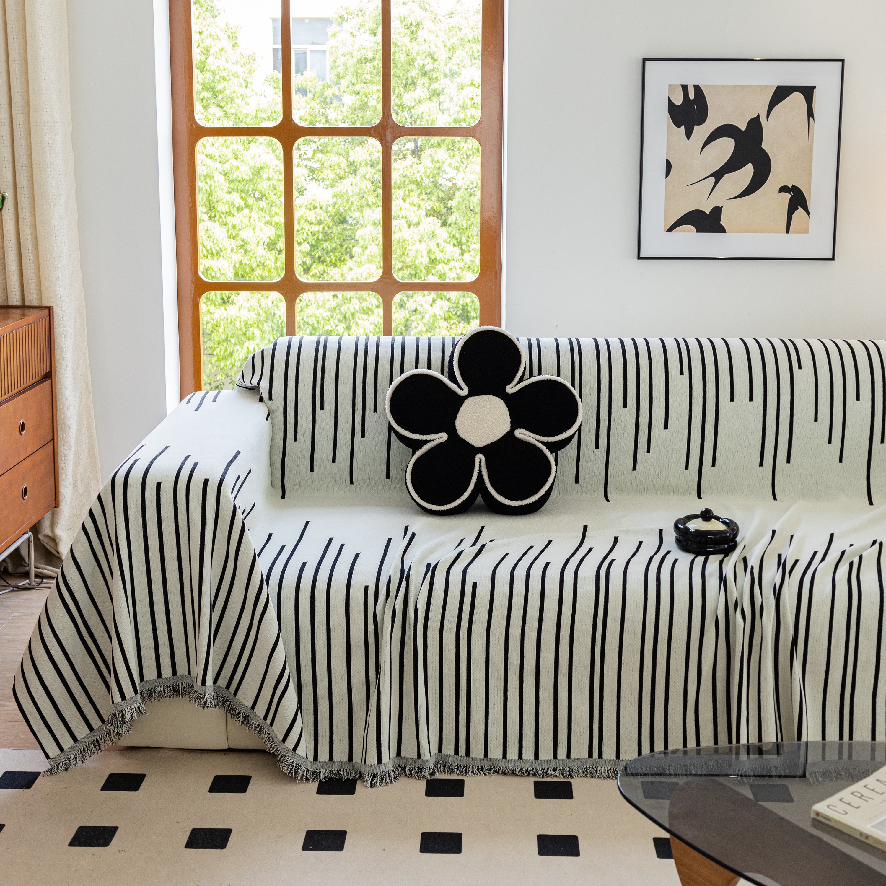 Boho Striped Jacquard Throw Sofa Slipcover Chenille Sofa Throws For Couches For Pets Kids Home Decor