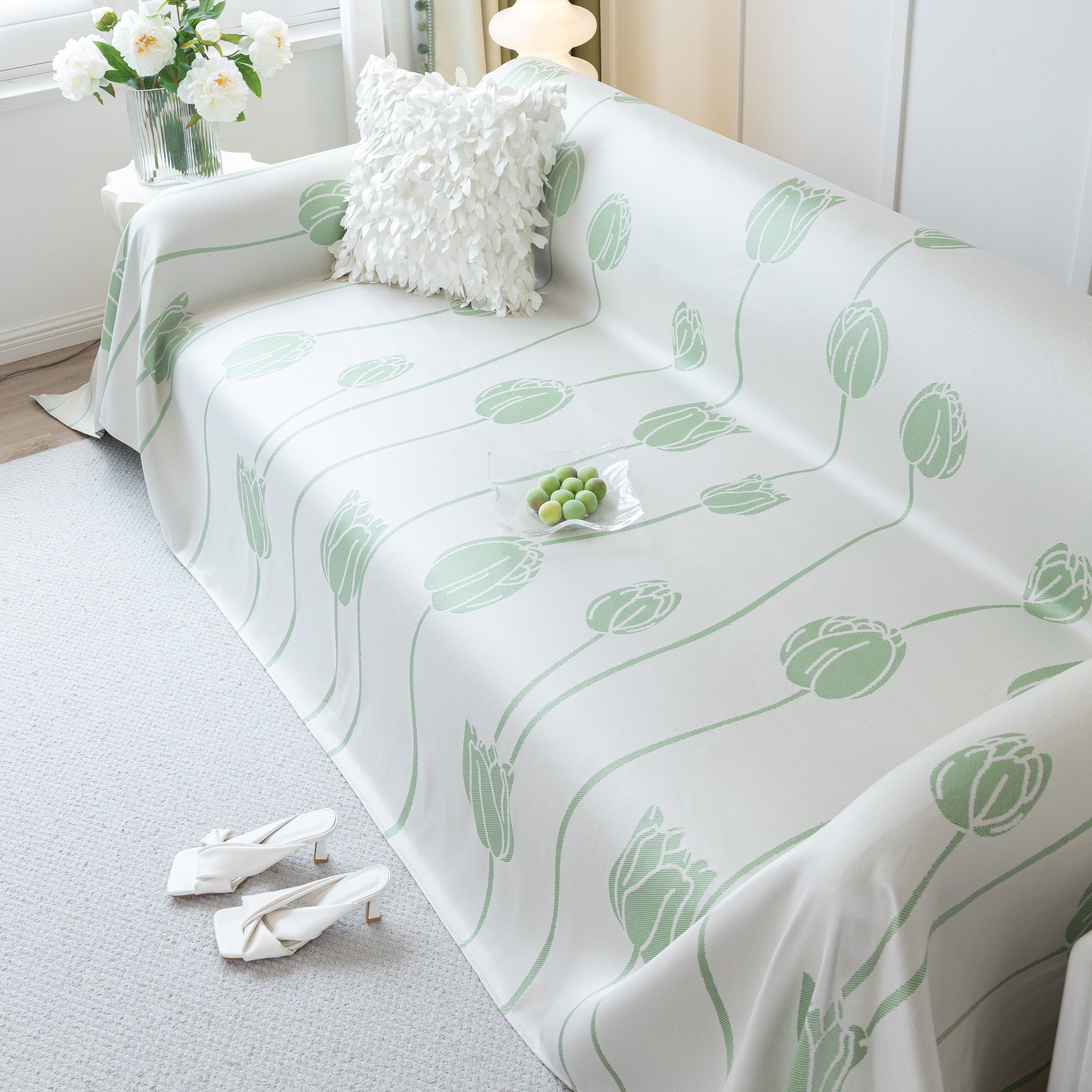 Cozy Cooling Tulip Sofa Throw Covers, Decorative & Breathable Couch Cover, Elegant Couch Protector