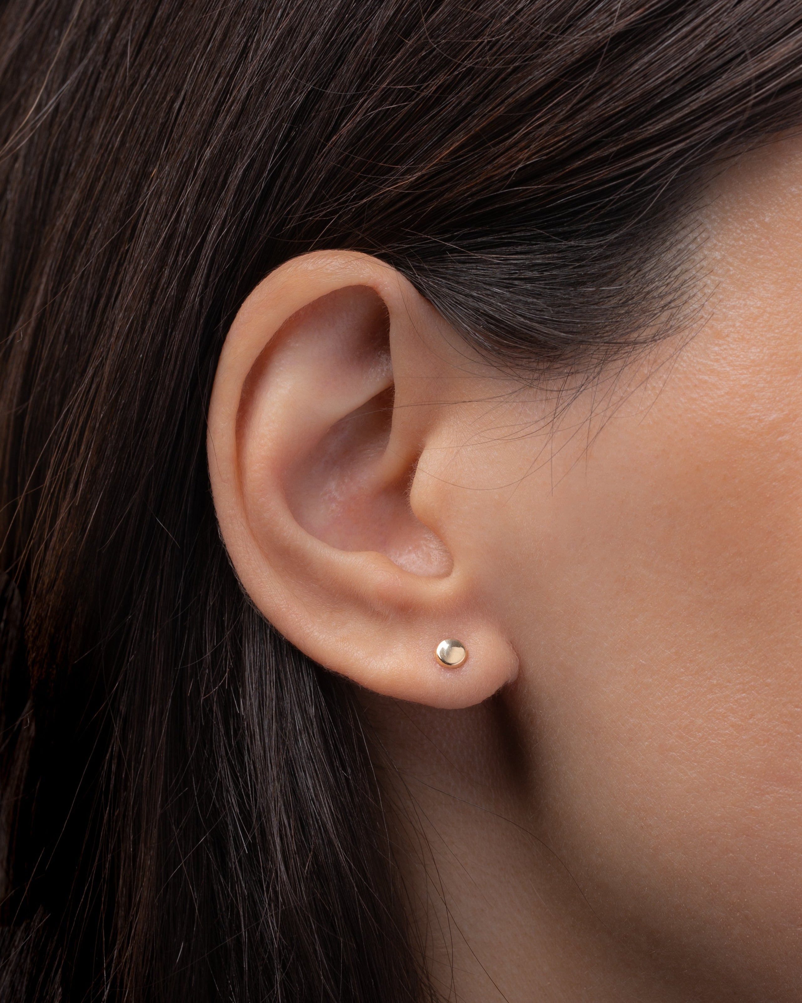 14k Gold Small Disc Stud Earrings