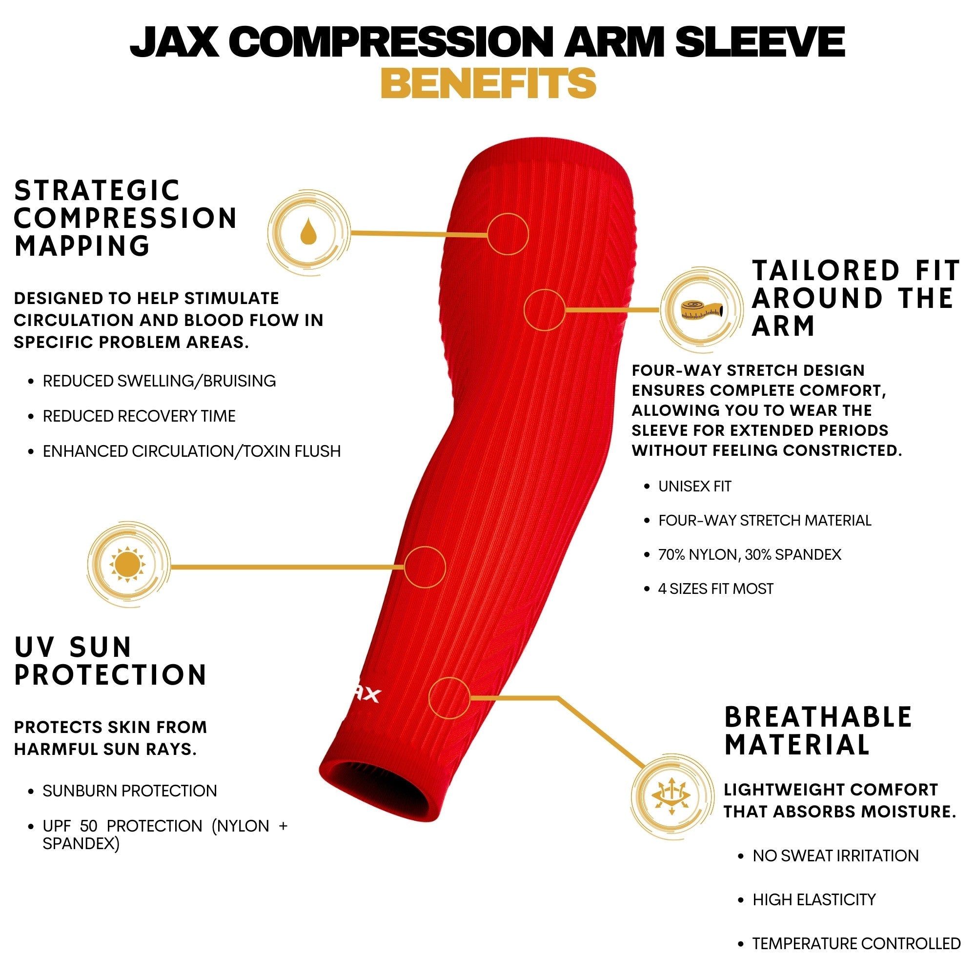 Jax | Restore Recovery Premium Arm Sleeve in Red