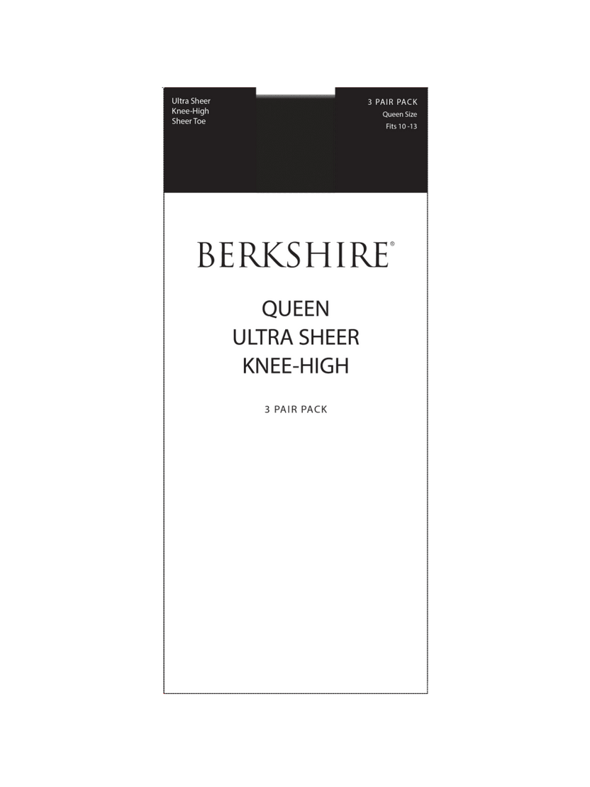 3 Pair Pack Queen Ultra Sheer Knee High With Sandalfoot Toe - Plus Size