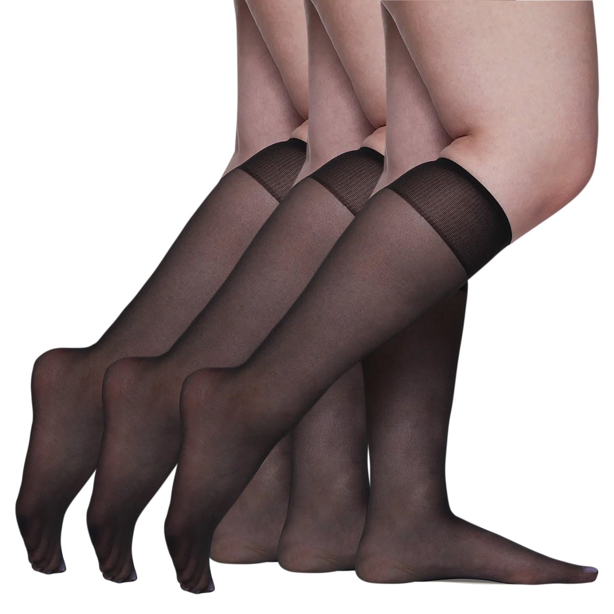 3 Pair Pack Queen All Day Sheer Knee High With Sandalfoot Toe