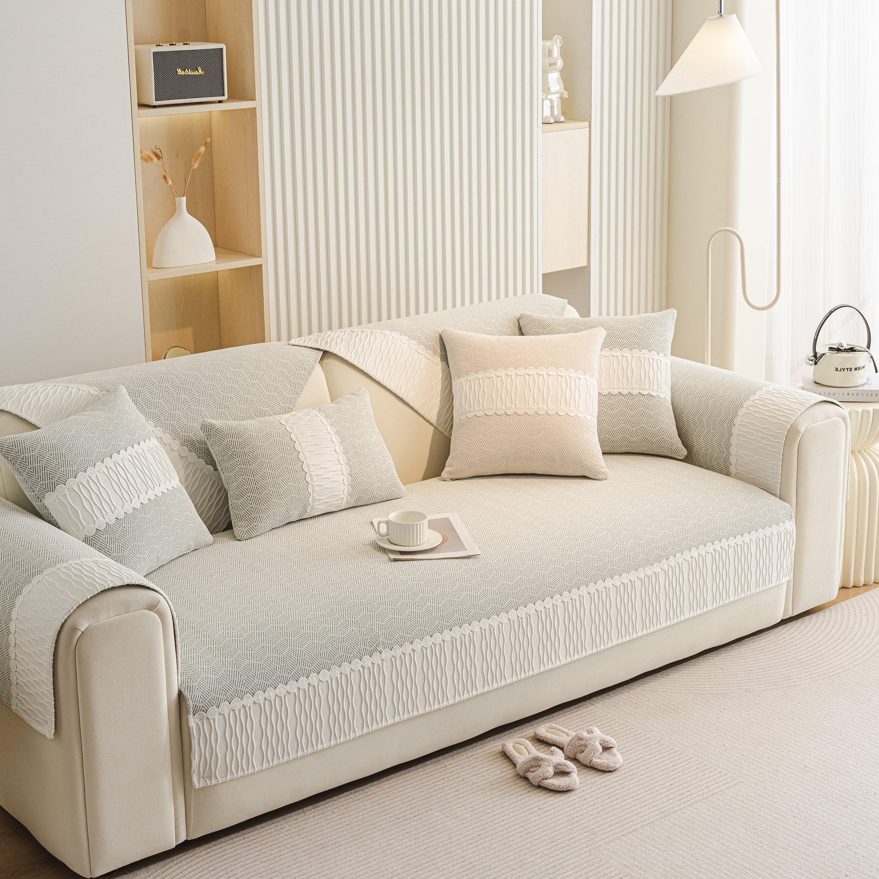 Herringbone Sofa Protector Cover, Non-slip Couch Cover For Seat, Back & Arms