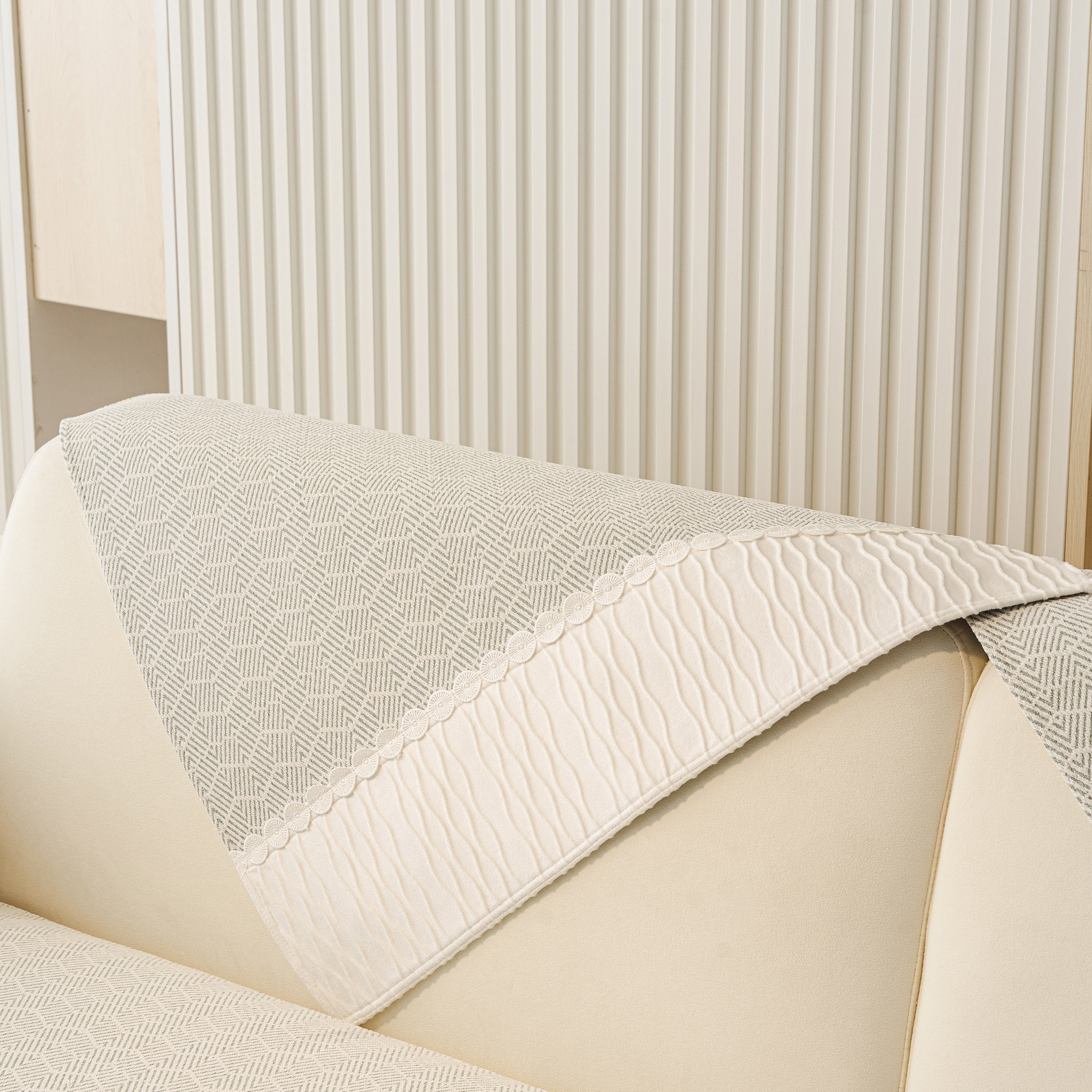 Herringbone Sofa Protector Cover, Non-slip Couch Cover For Seat, Back & Arms