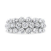 10k White Gold 2 1/2 Cttw Round Natural Diamond 3 Row Band Ring (i-j Color, I1-i2 Clarity)
