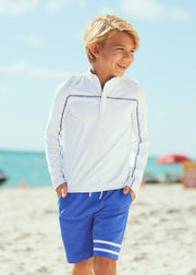 Boys White Zip Rashguard