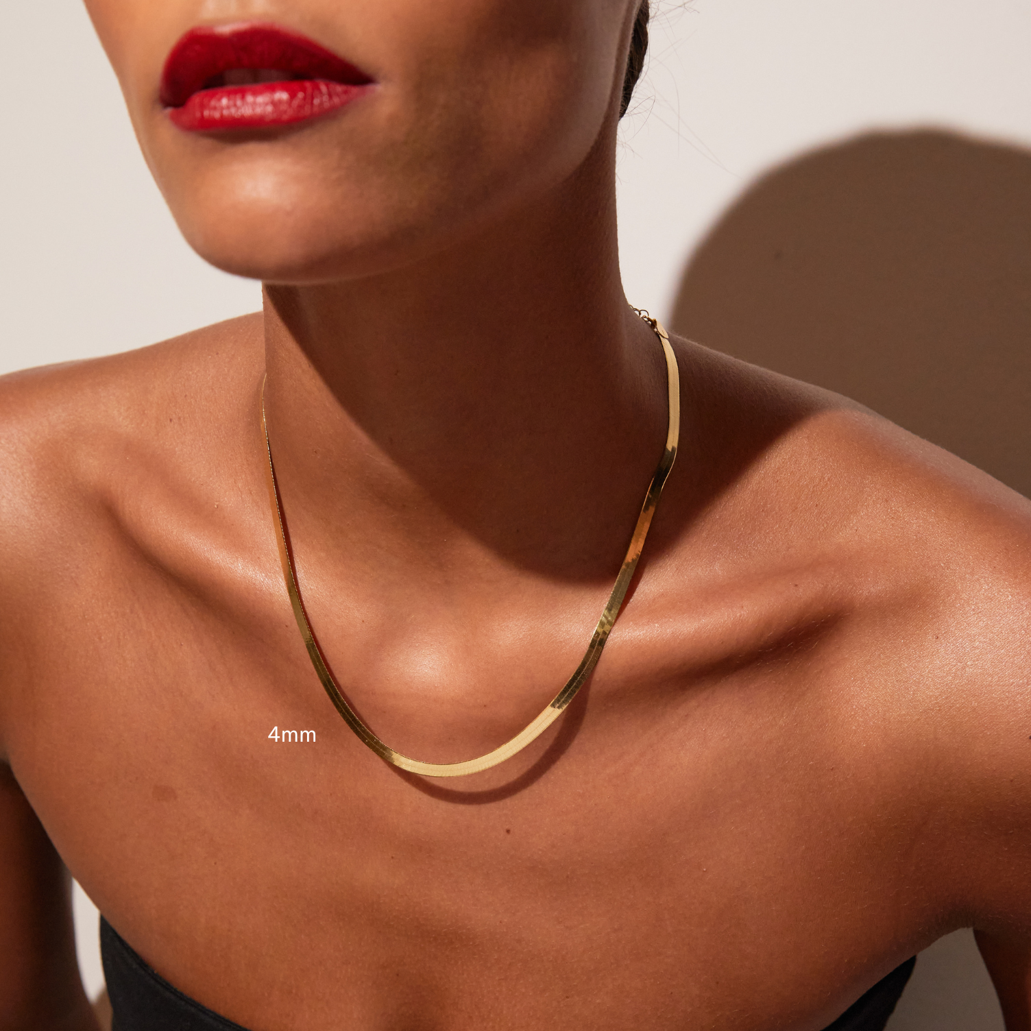 Gold Herringbone Chain Necklace