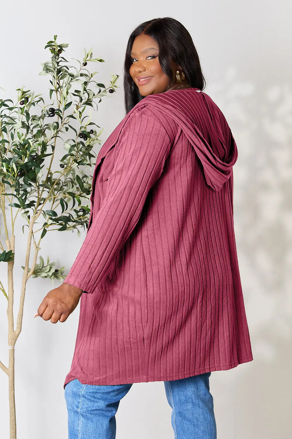 Basic Bae Full Size Hooded Sweater Cardigan | Includes Plus Size