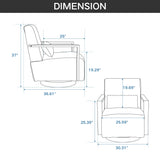 Upholstered Swivel Chair with Open Arms Design and Wood Base