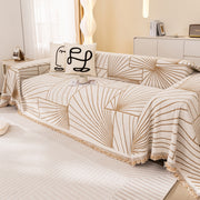 Modern Minimalist Chenille Line Pattern Sofa Cover, Dust And Scratch Resistant Throw Blankets For Couch