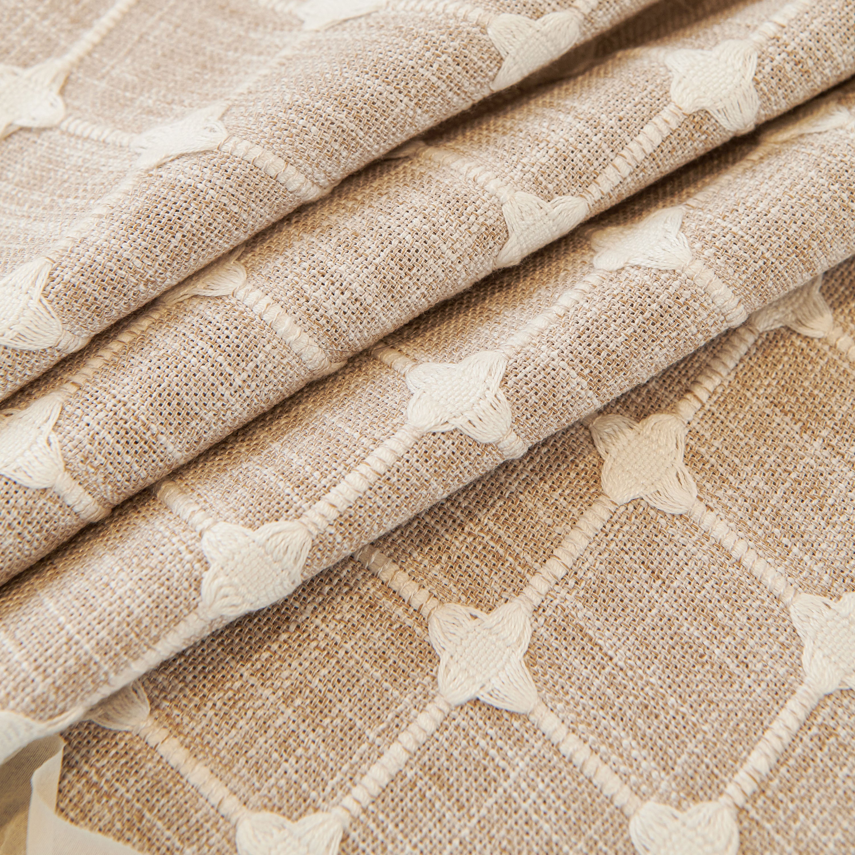 Grid Textured Sofa Cover With Sheer Ruffle Skirt, Pet-friendly Sofa Throw Slipcover