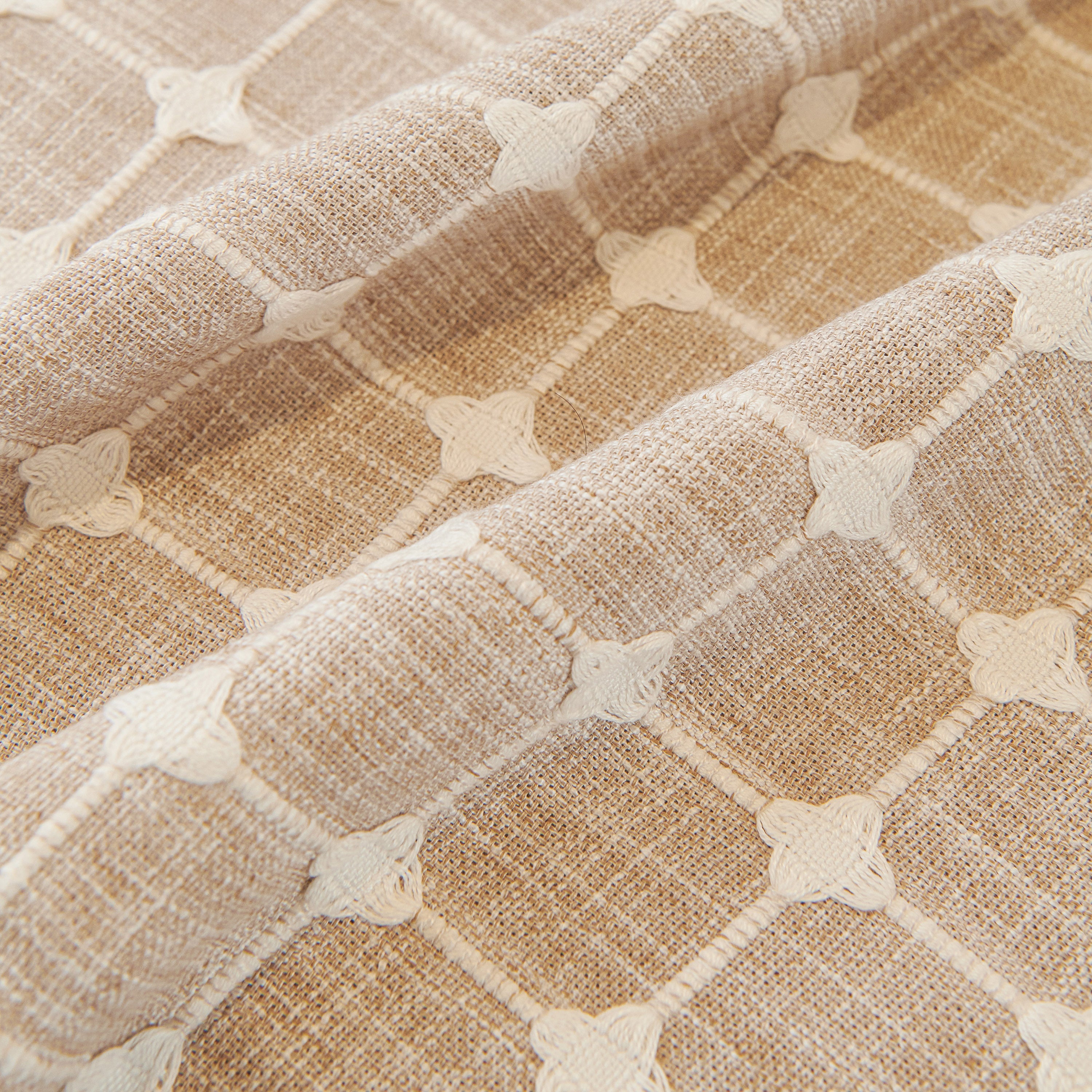 Grid Textured Sofa Cover With Sheer Ruffle Skirt, Pet-friendly Sofa Throw Slipcover