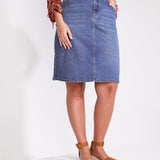 Westport Denim Skirt with Back Slit - Plus