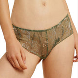Size 12 Etam Embroidered Tulle Boyshorts in Kaki Olive from Nordstrom