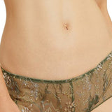 Size 12 Etam Embroidered Tulle Boyshorts in Kaki Olive from Nordstrom