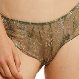 Size 12 Etam Embroidered Tulle Boyshorts in Kaki Olive from Nordstrom